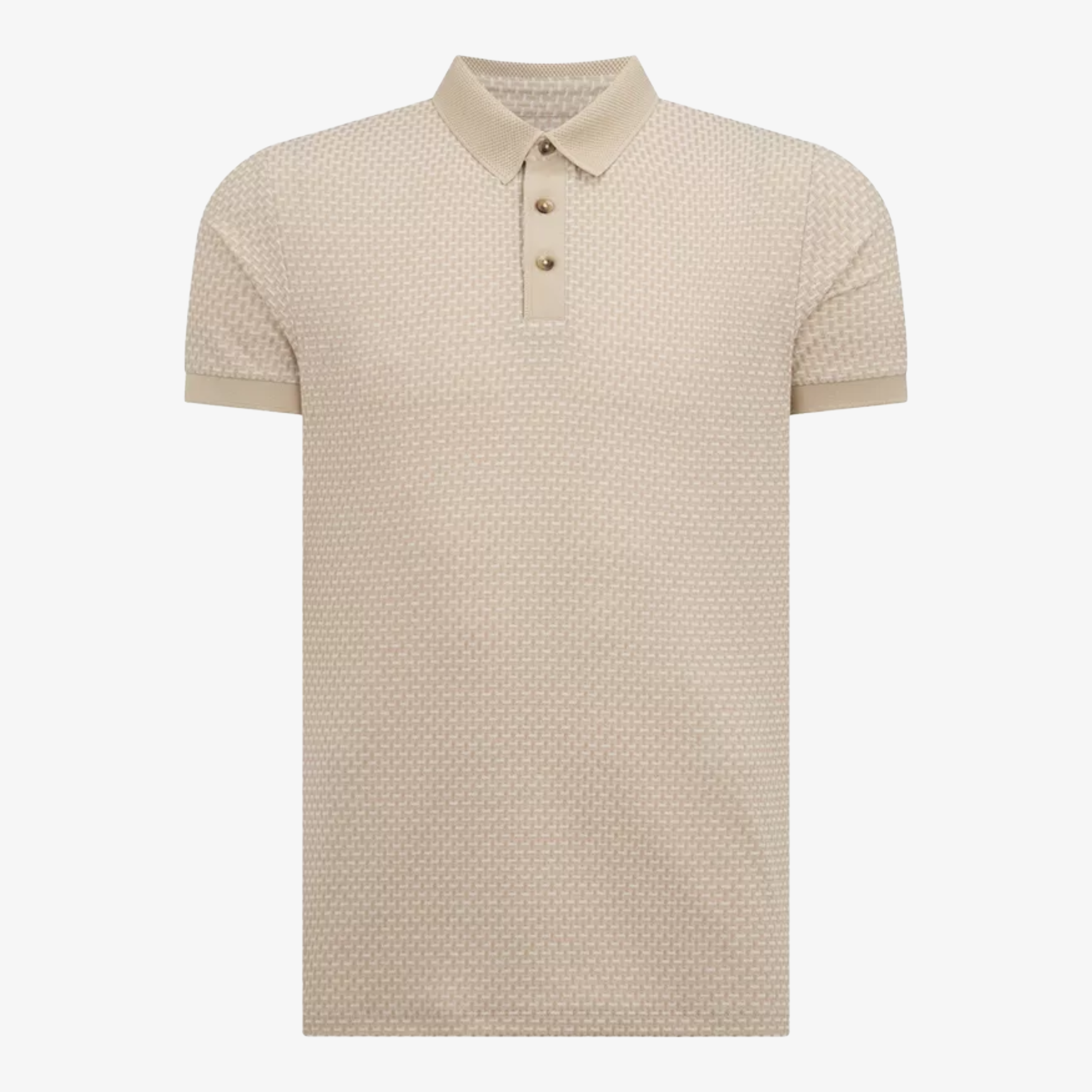 Remus Basket Weave Short Sleeve Polo Shirt - Stone