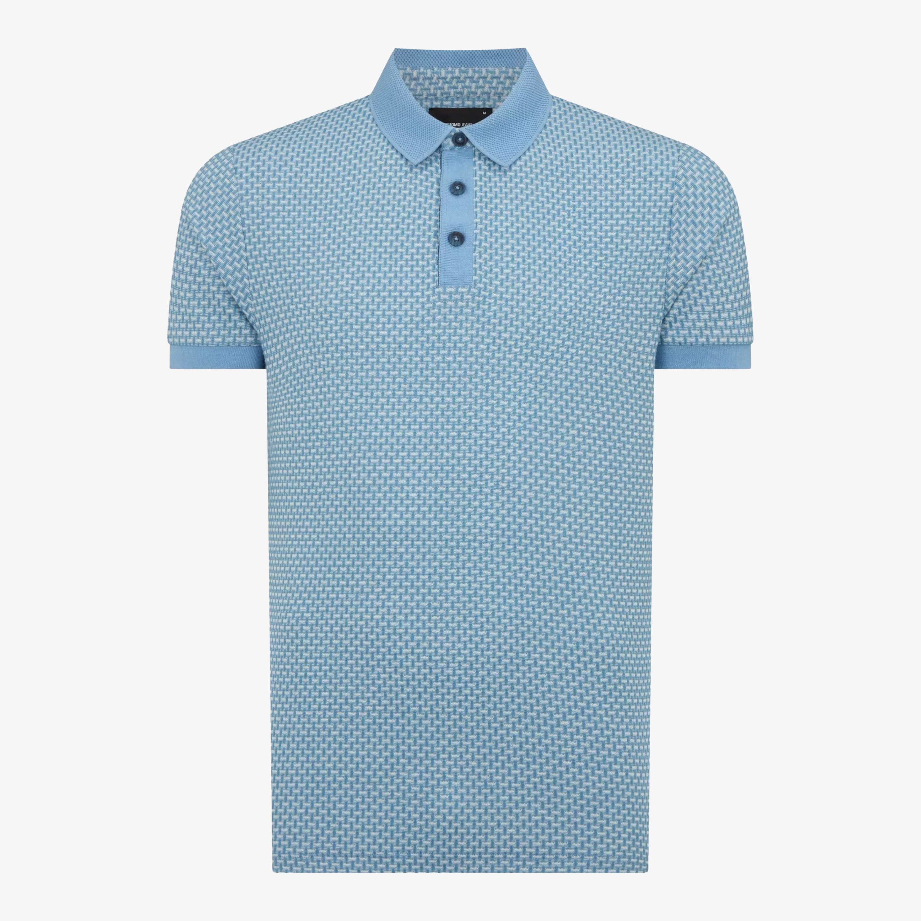 Remus Basket Weave Short Sleeve Polo Shirt - Blue