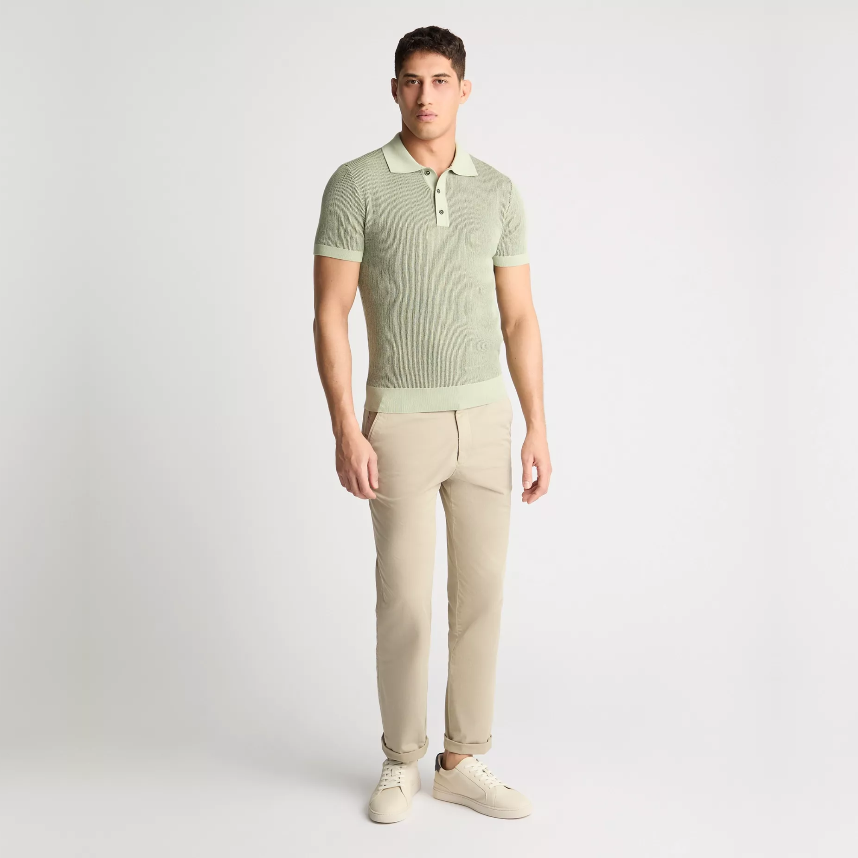 Remus Textured Knit Polo Shirt - Green