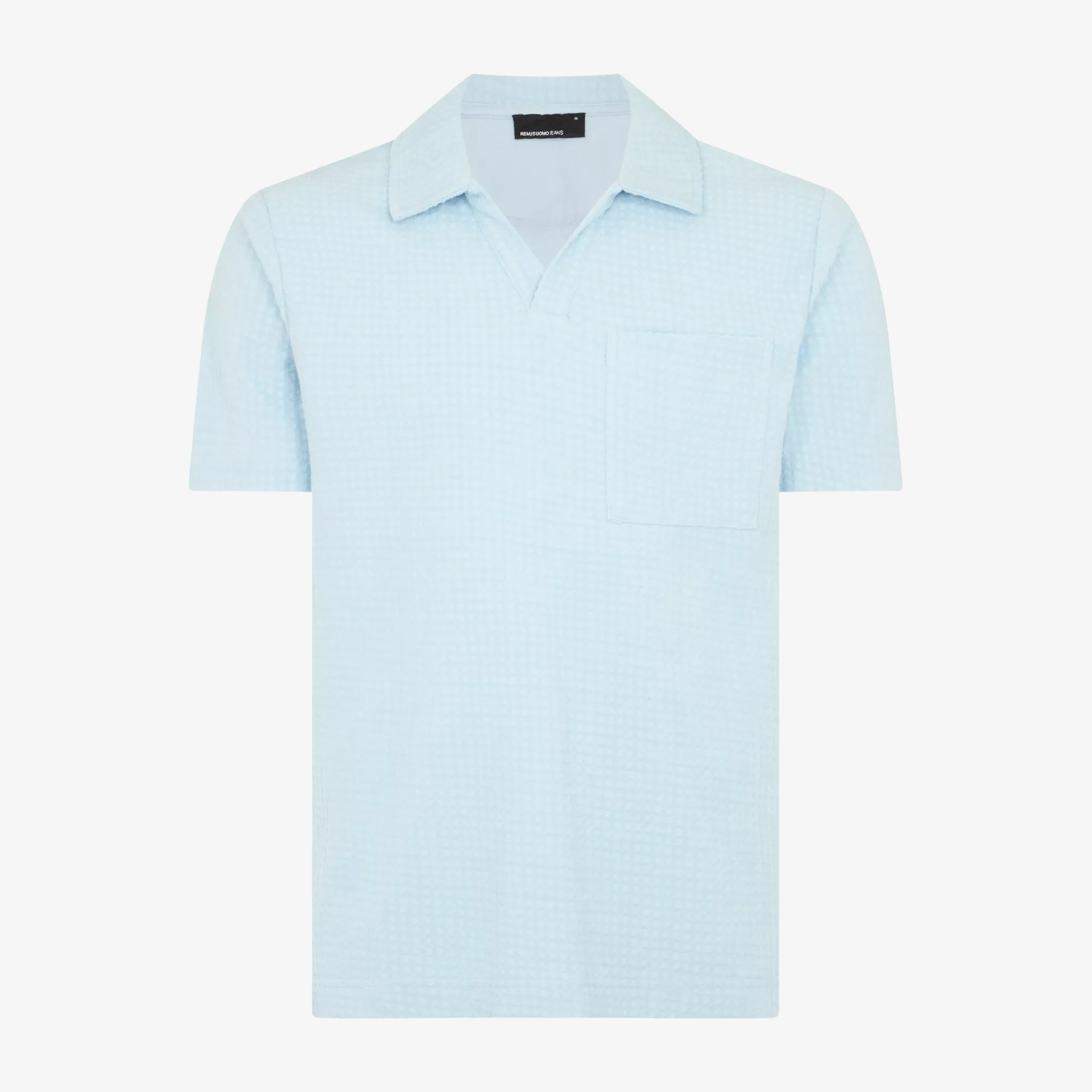 Remus Open Collar Terry Polo Shirt - Light Blue