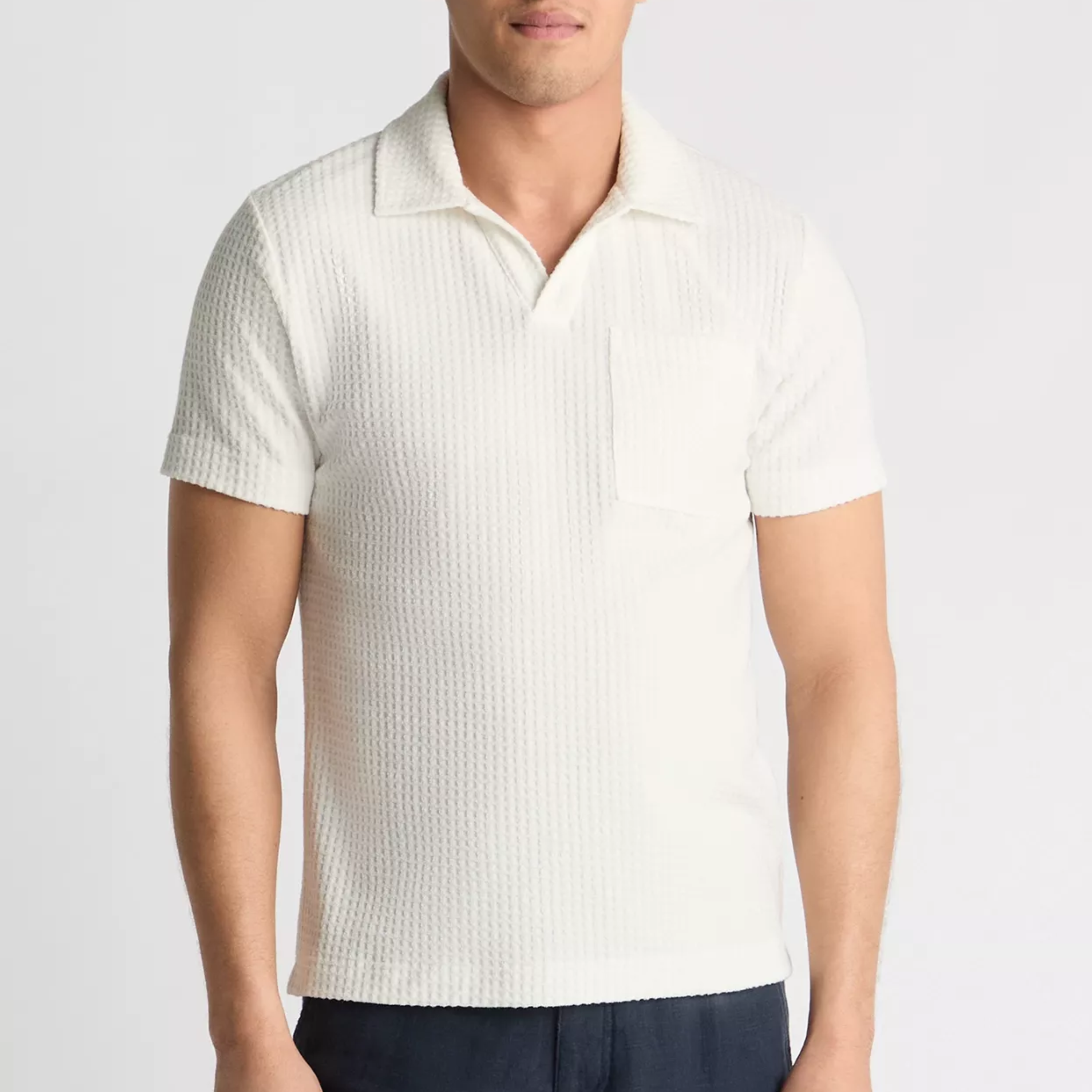 Remus Open Collar Terry Polo Shirt - White
