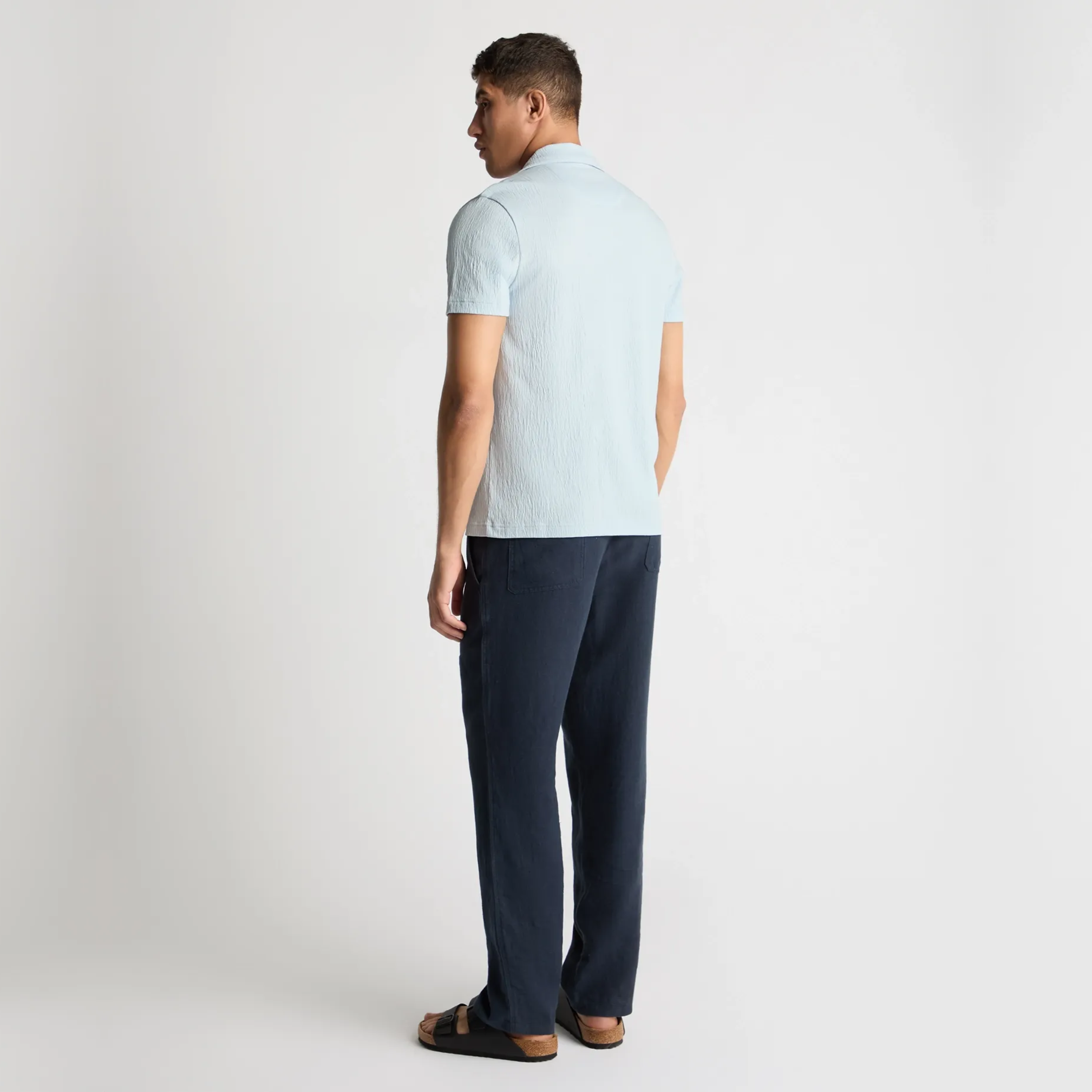 Remus Cuban Collar Jersey Shirt - Light Blue