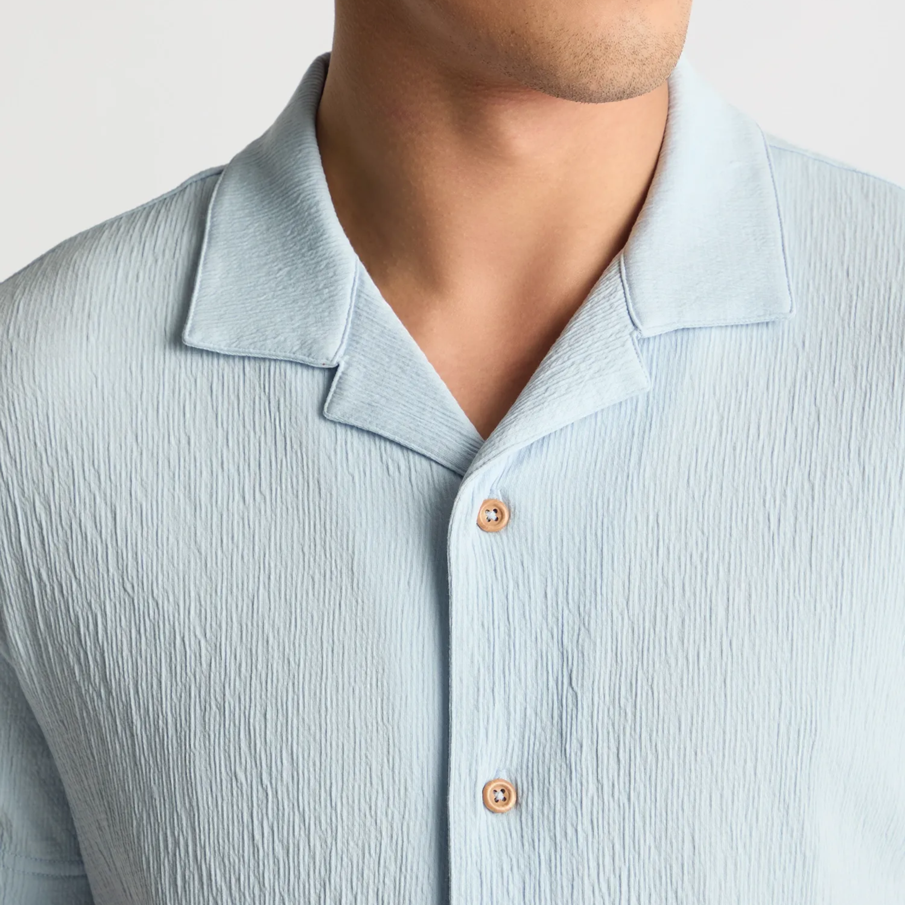 Remus Cuban Collar Jersey Shirt - Light Blue
