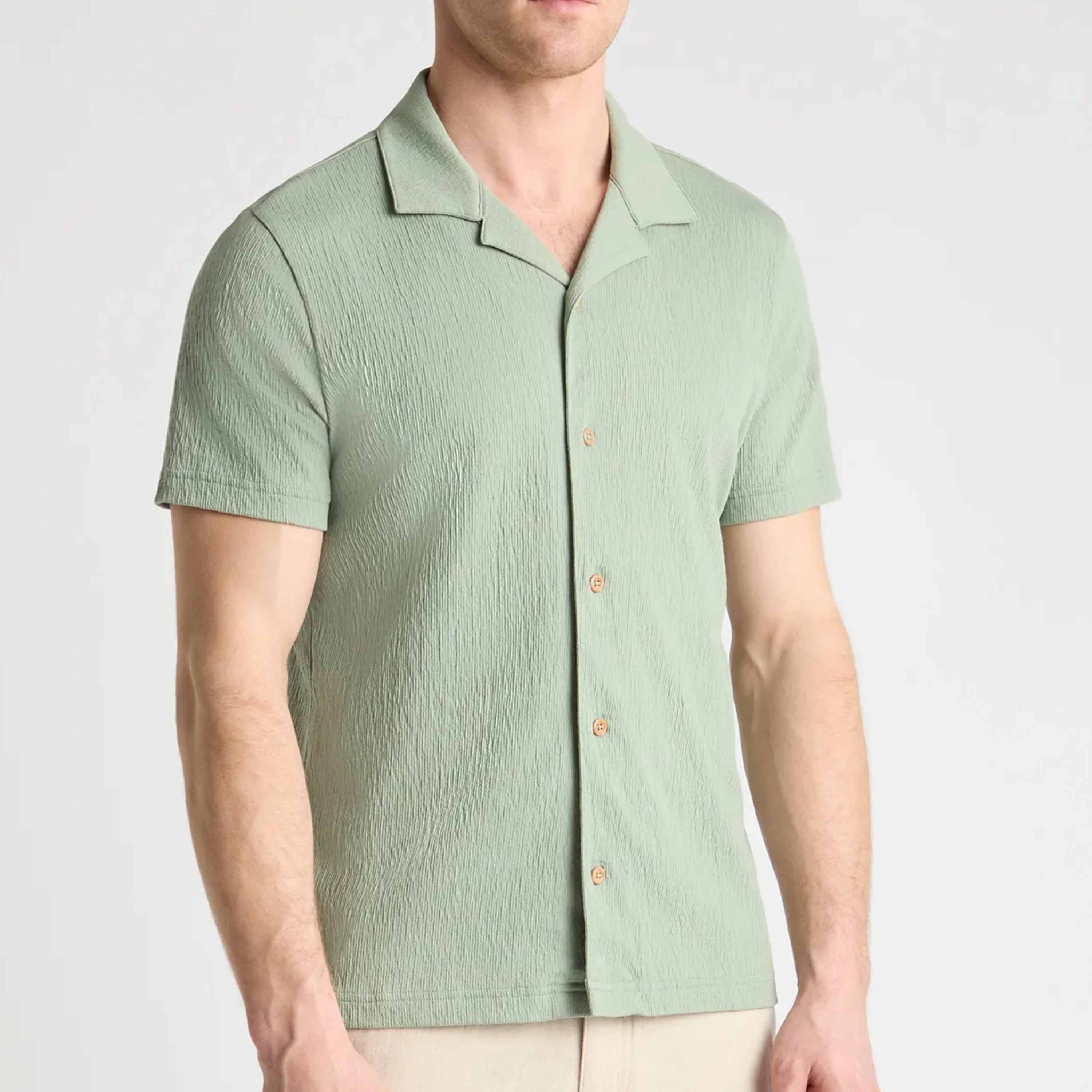 Remus Cuban Collar Jersey Shirt - Olive Green
