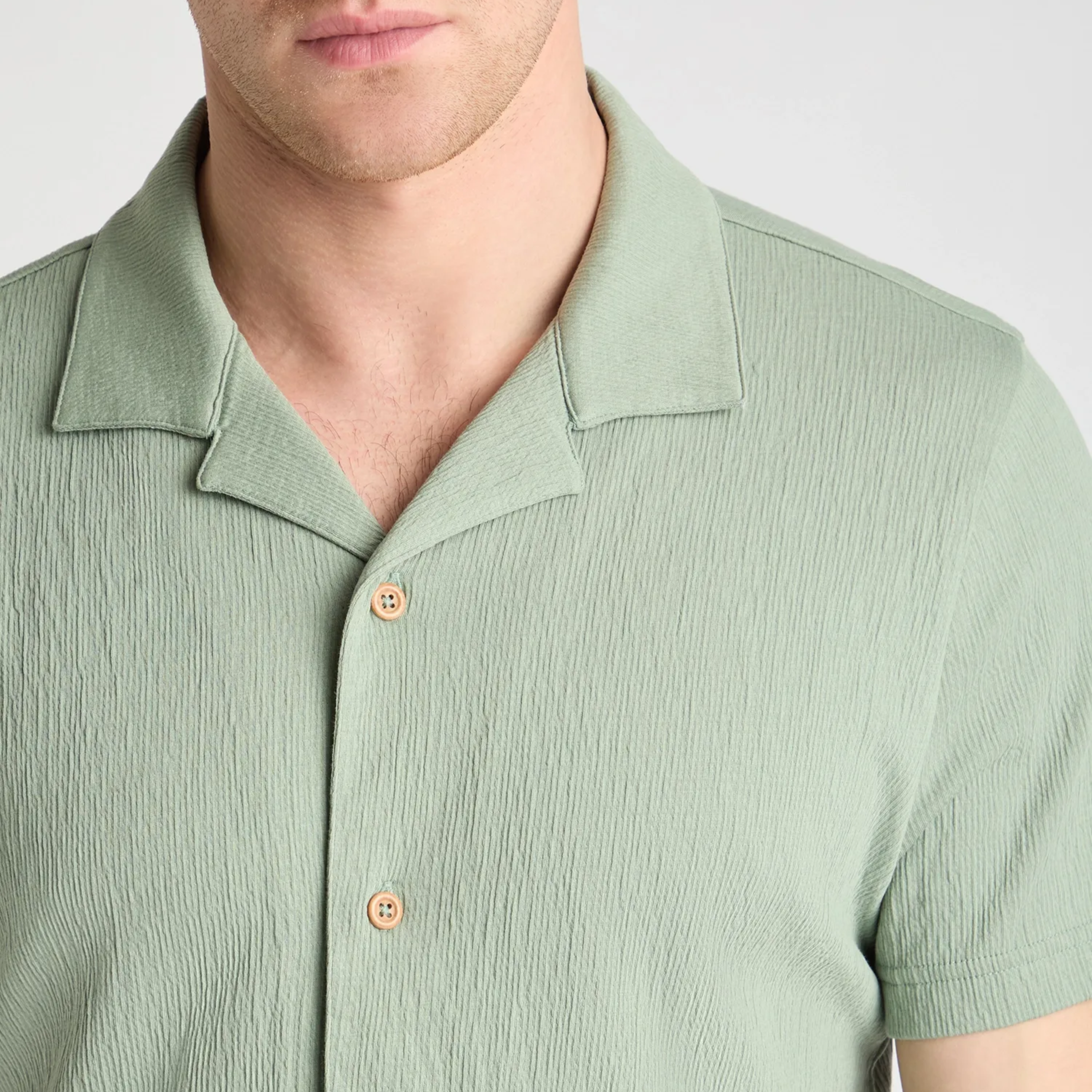 Remus Cuban Collar Jersey Shirt - Olive Green