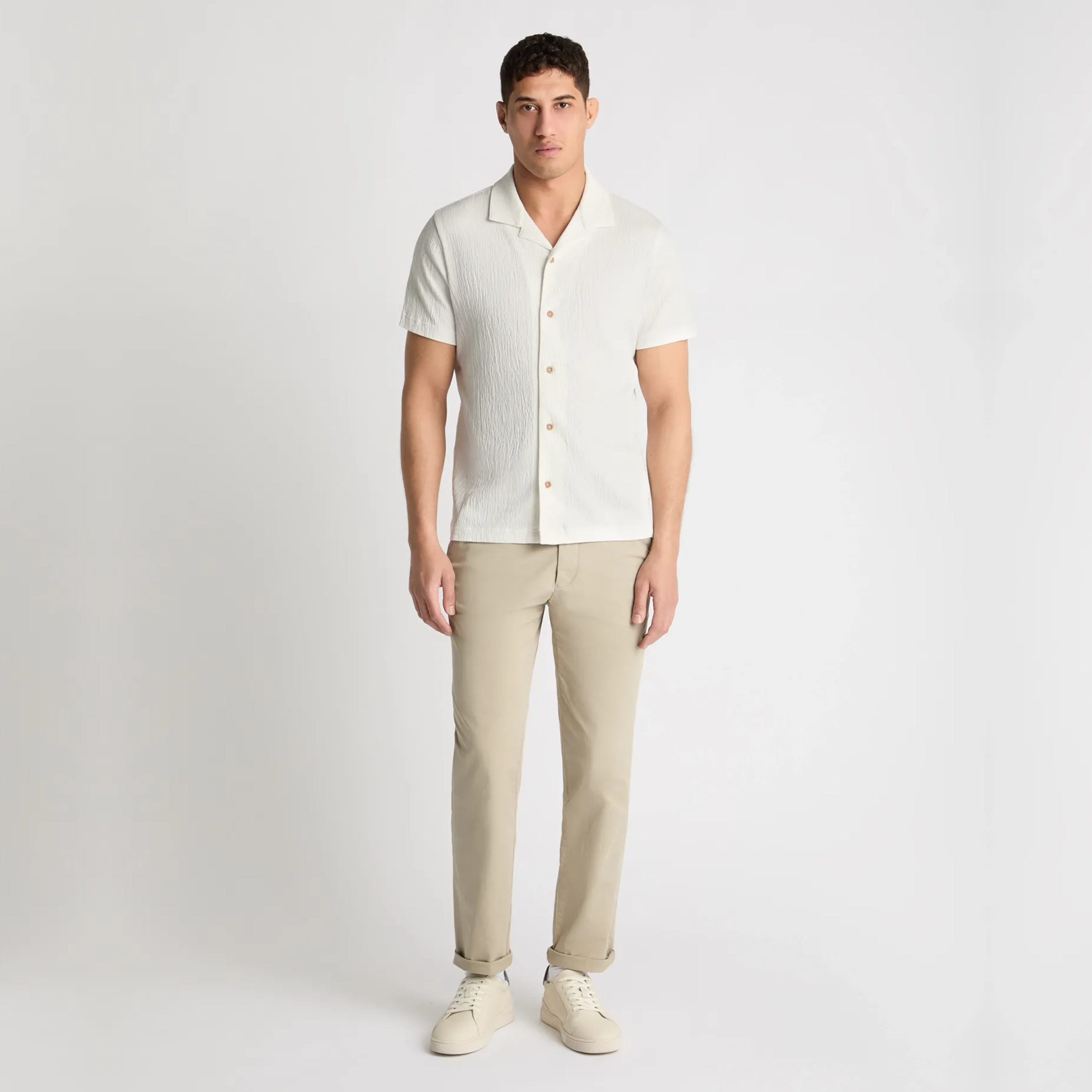 Remus Cuban Collar Jersey Shirt - White