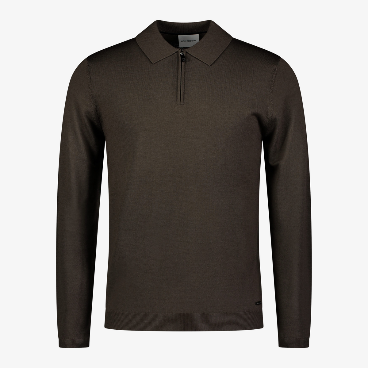 Roy Robson Quarter Zip Knitted Polo - Brown