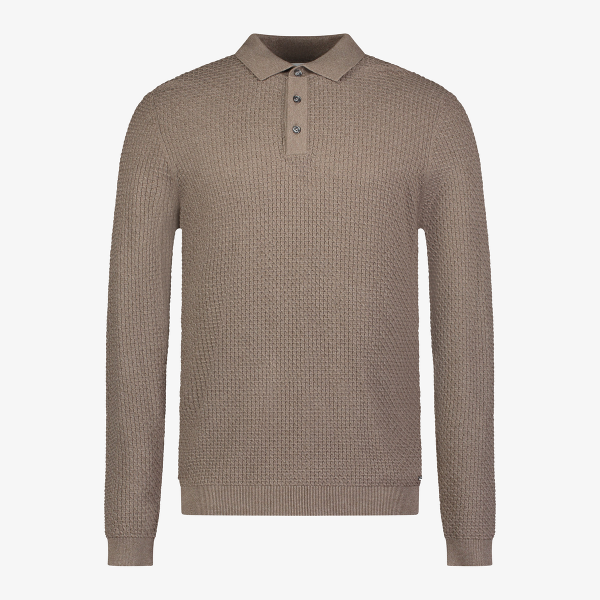 Roy Robson Textured Knitted Polo - Light Brown