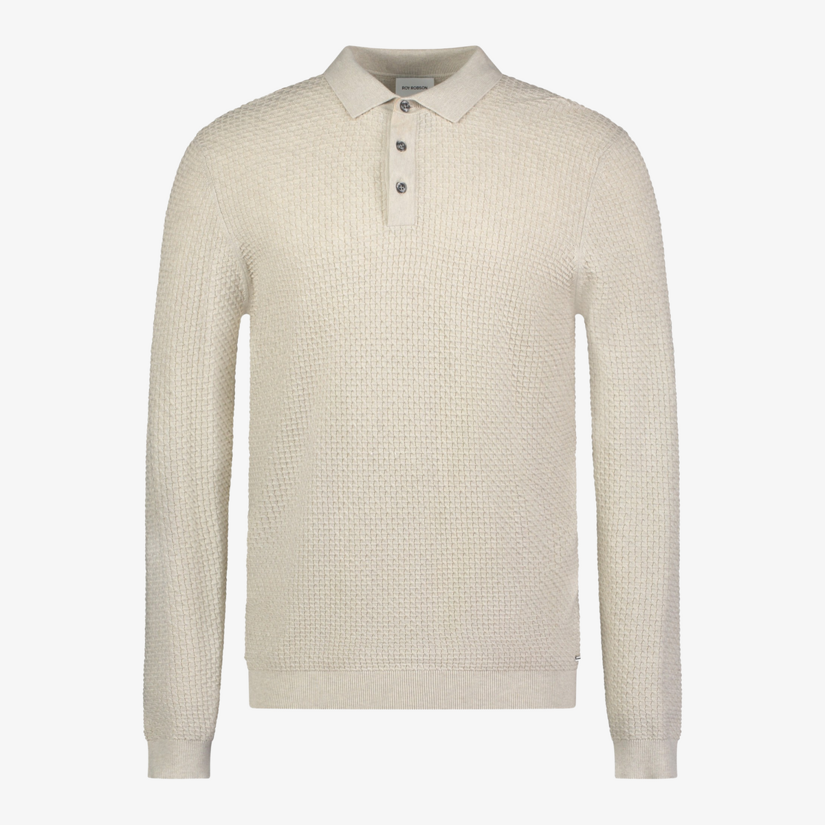 Roy Robson Textured Knitted Polo - Light Beige