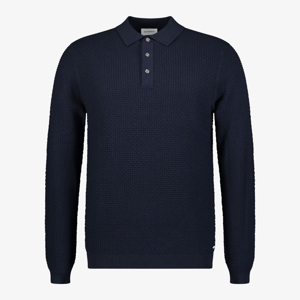 Roy Robson Textured Knitted Polo - Dark Blue