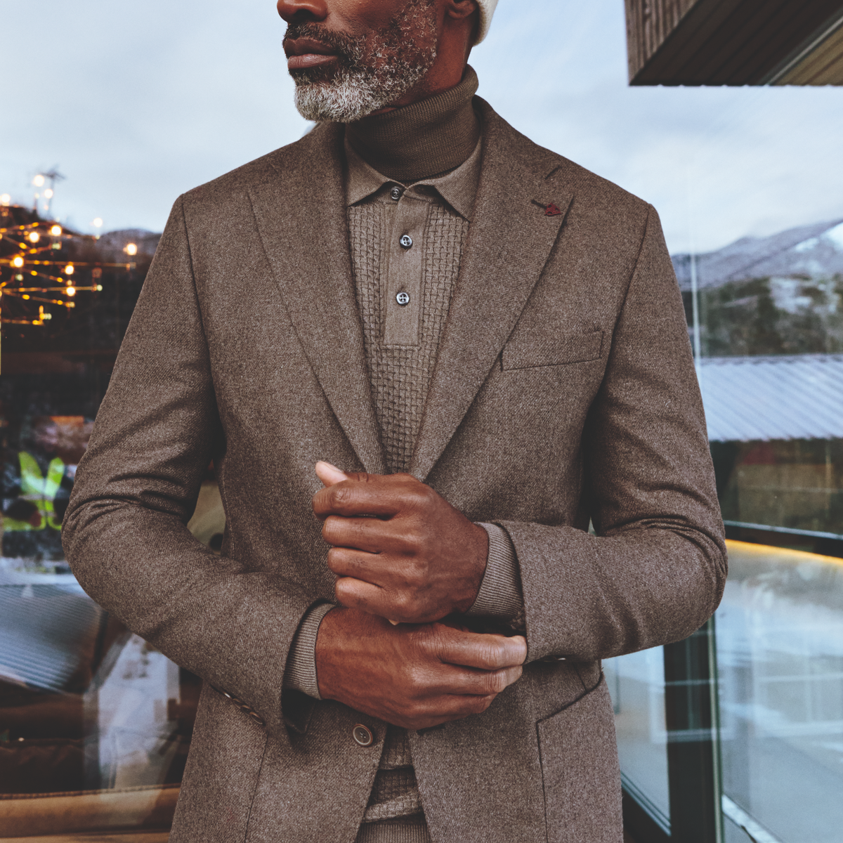 Roy Robson Textured Knitted Polo - Light Brown