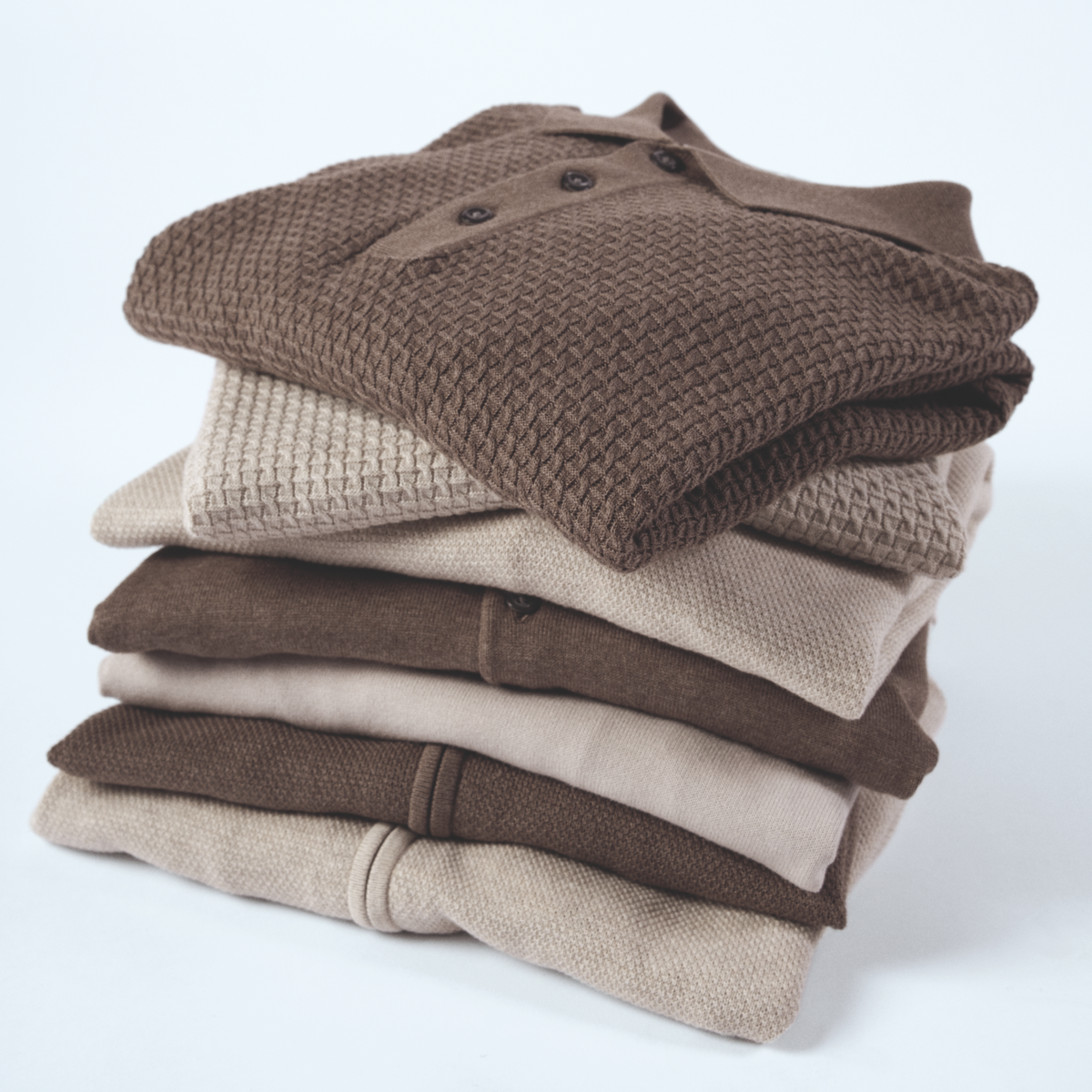 Roy Robson Textured Knitted Polo - Light Brown