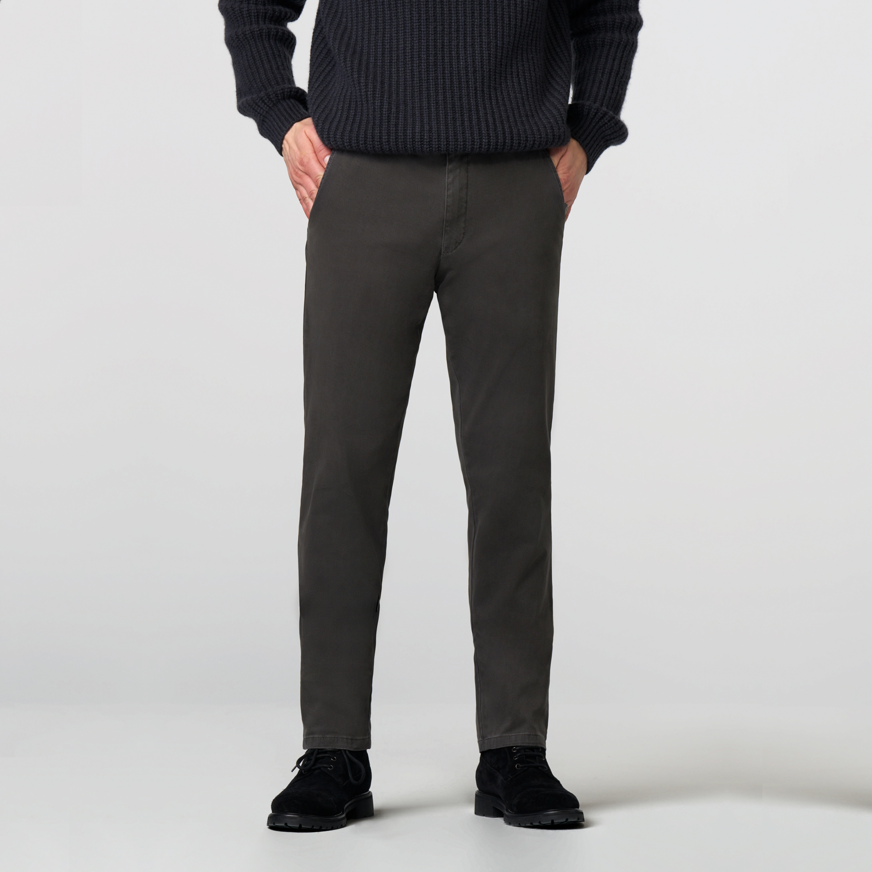 Meyer Bonn Modern Fit Fine Micro Chinos - Grey