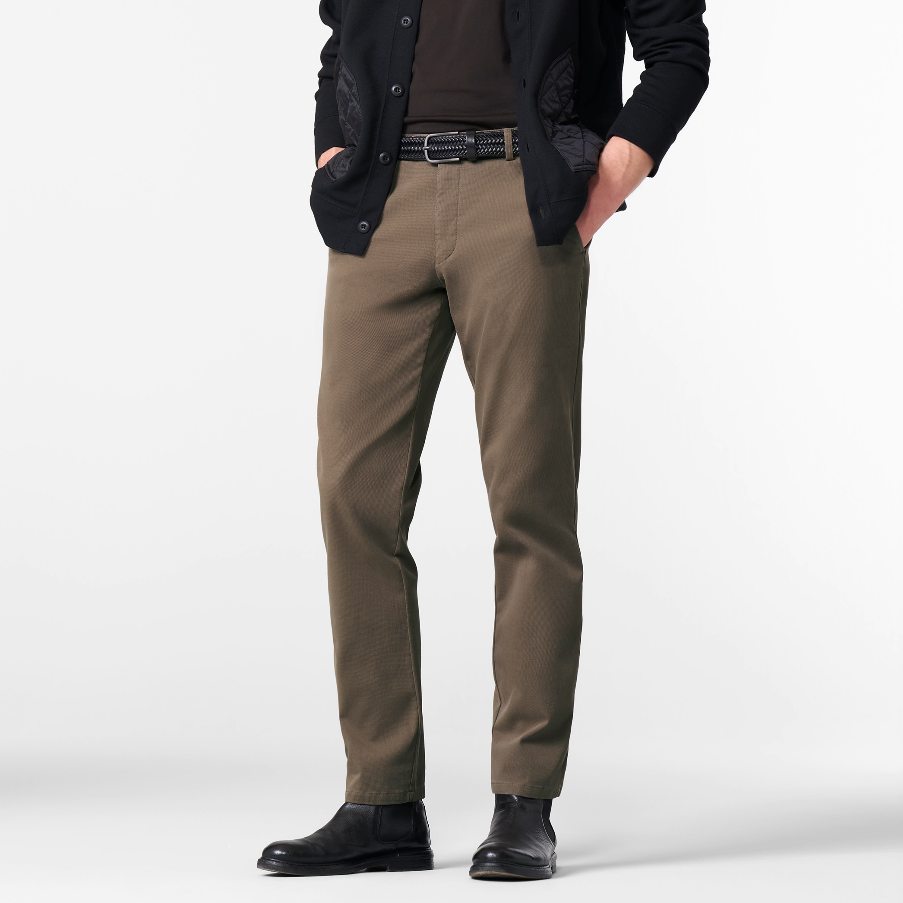 Meyer Bonn Modern Fit Canvas Look Chinos - Stone