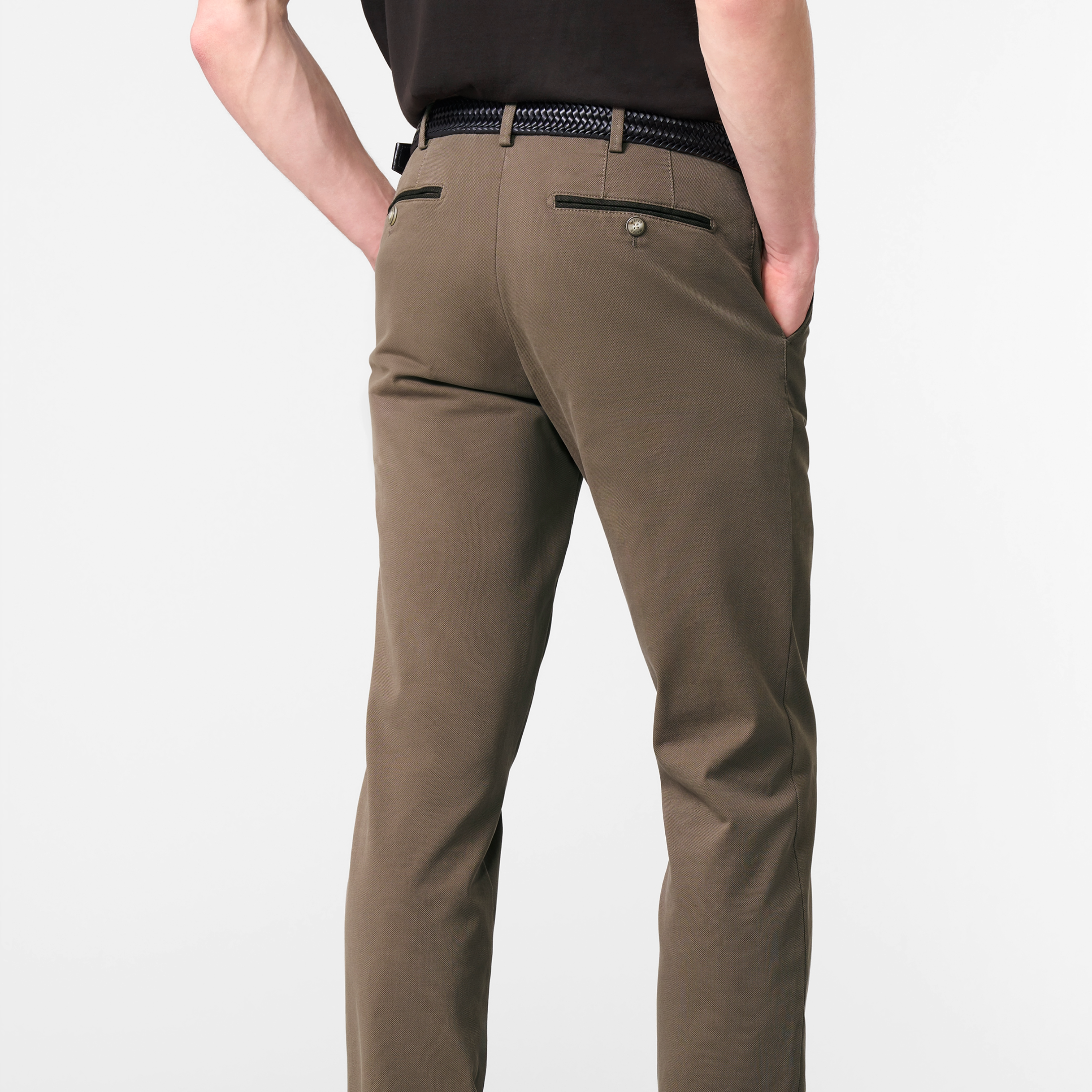 Meyer Bonn Modern Fit Canvas Look Chinos - Stone
