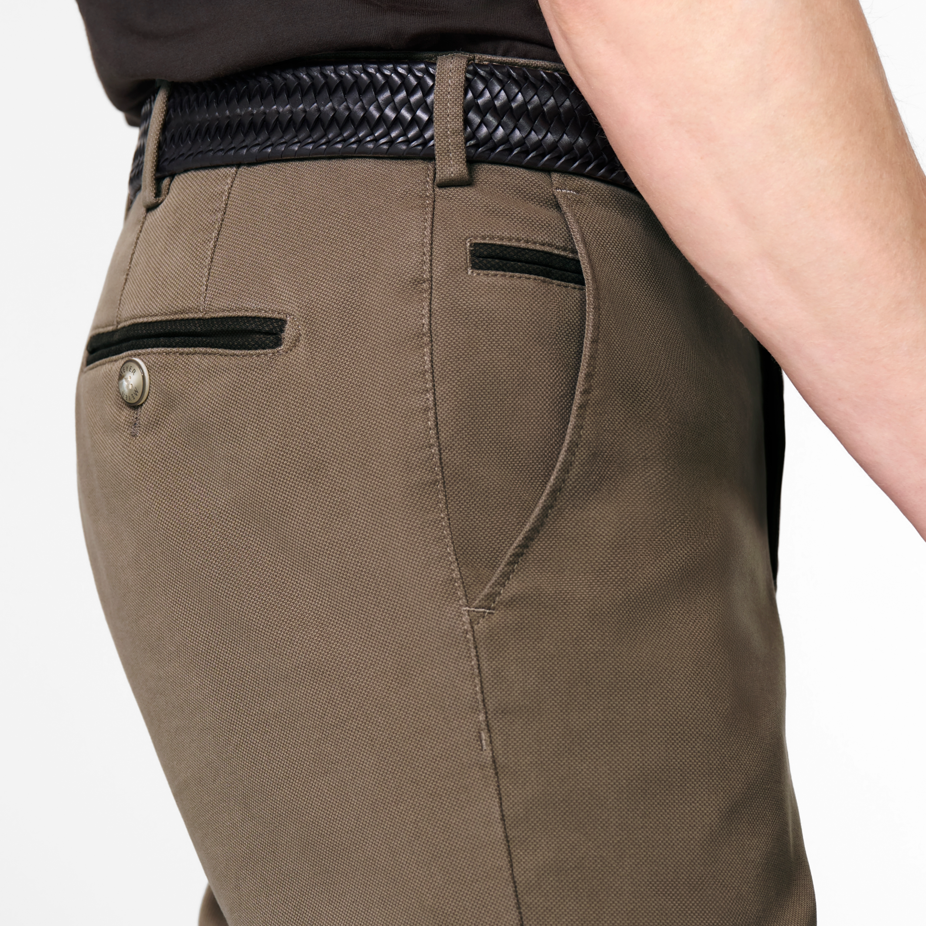 Meyer Bonn Modern Fit Canvas Look Chinos - Stone