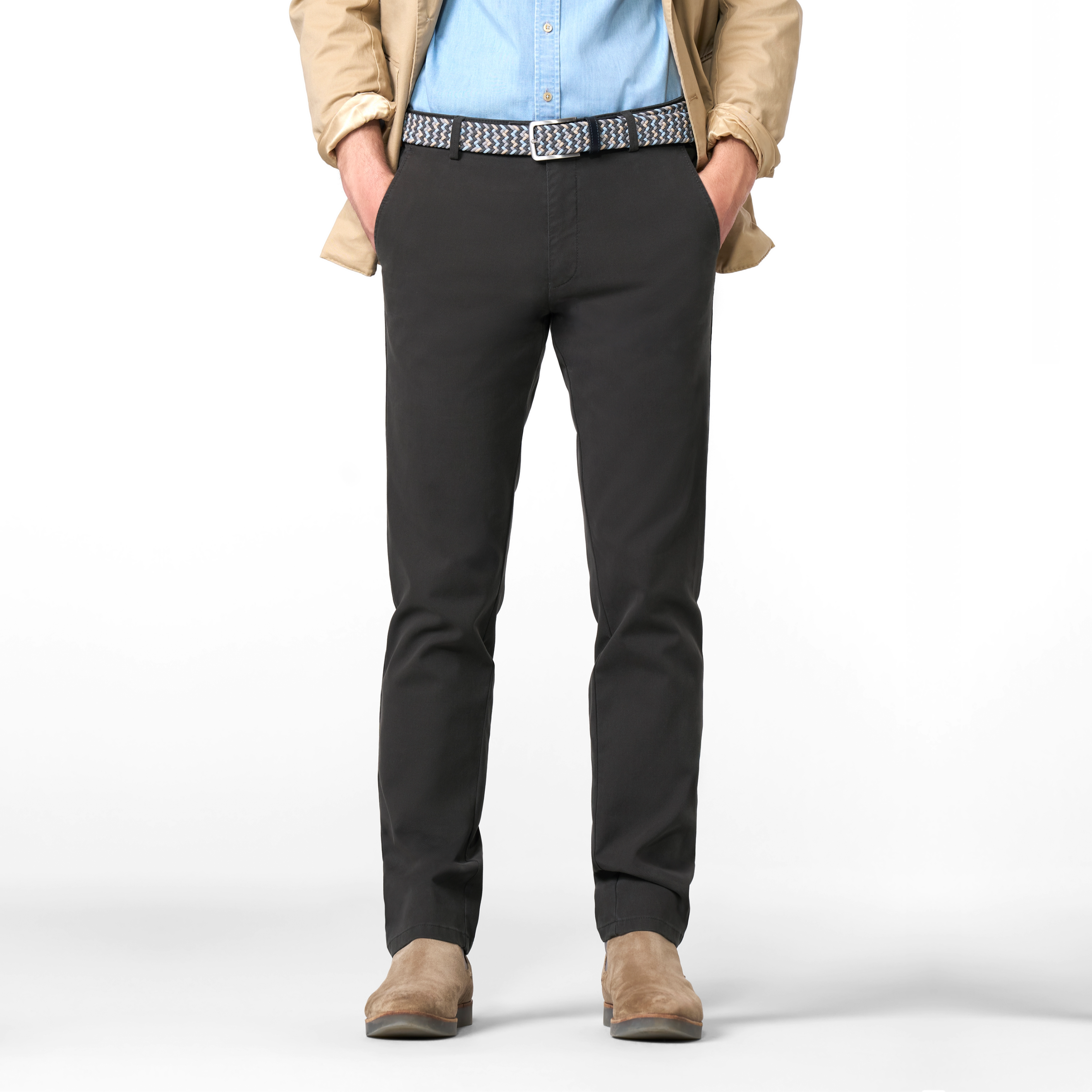 Meyer Bonn Modern Fit Canvas Look Chinos - Grey