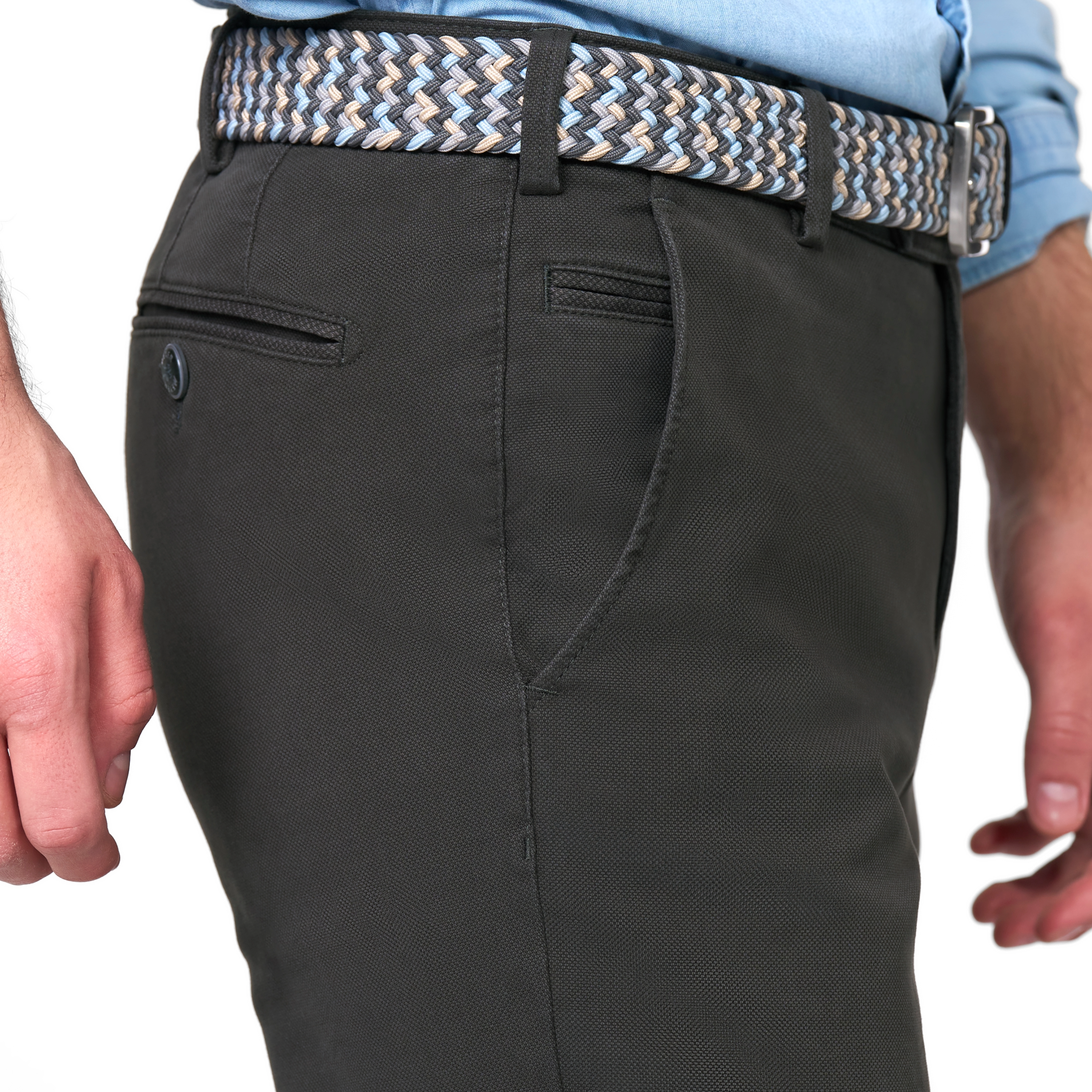 Meyer Bonn Modern Fit Canvas Look Chinos - Grey