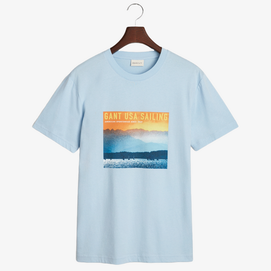 Gant Sailing Print Graphic T-Shirt - Fresh Blue