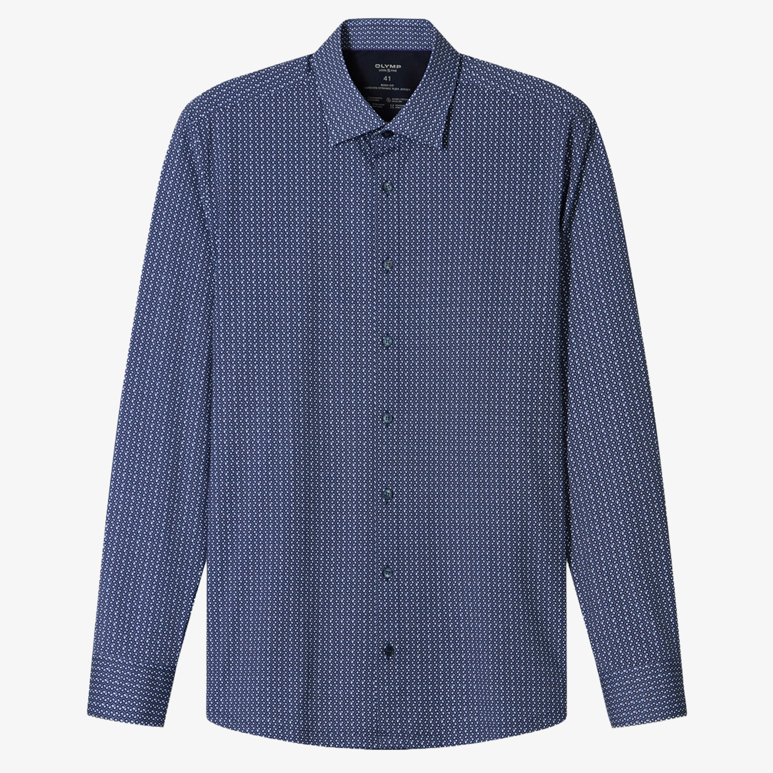 Olymp 24/7 Level 5 Jersey Printed Shirt - Navy