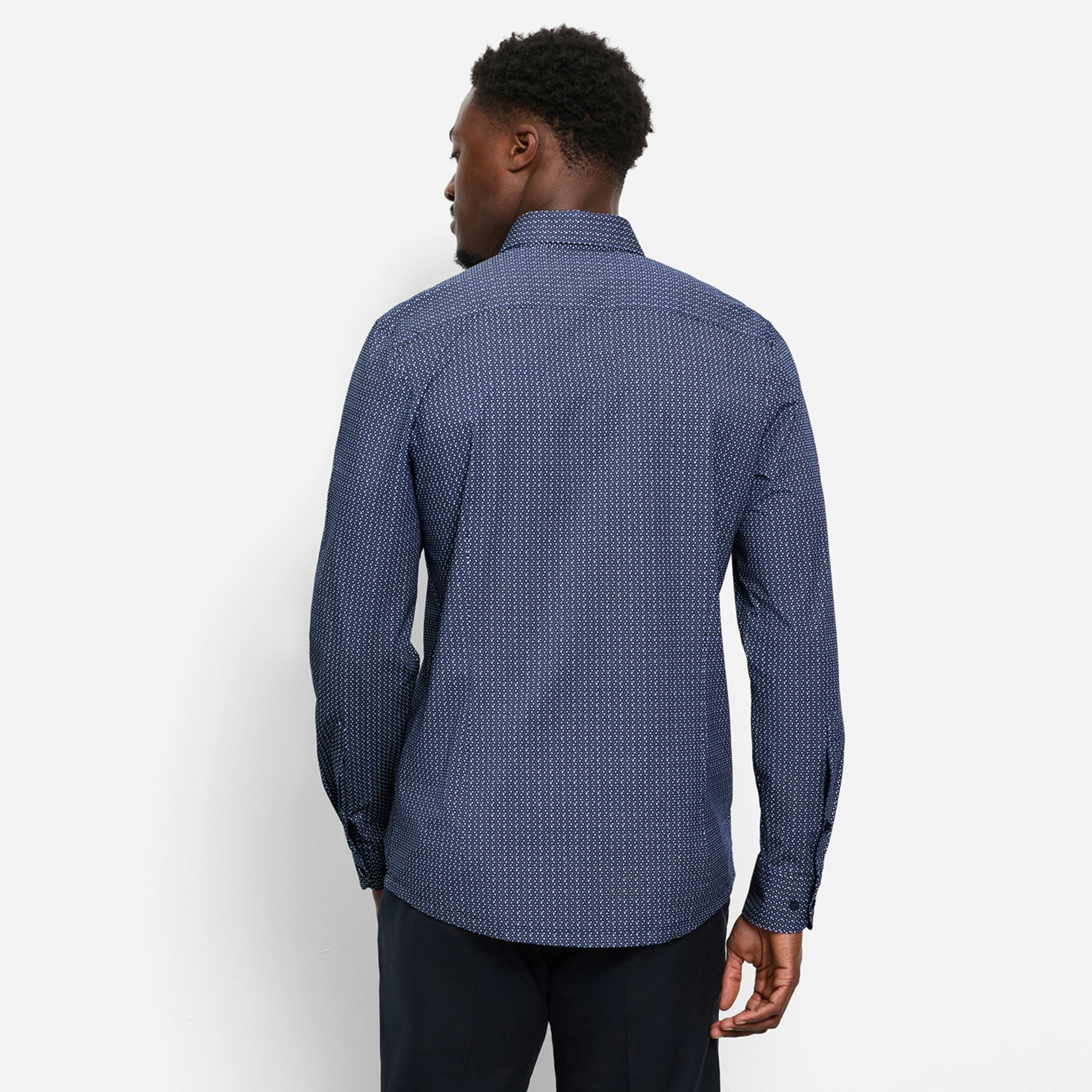 Olymp 24/7 Level 5 Jersey Printed Shirt - Navy