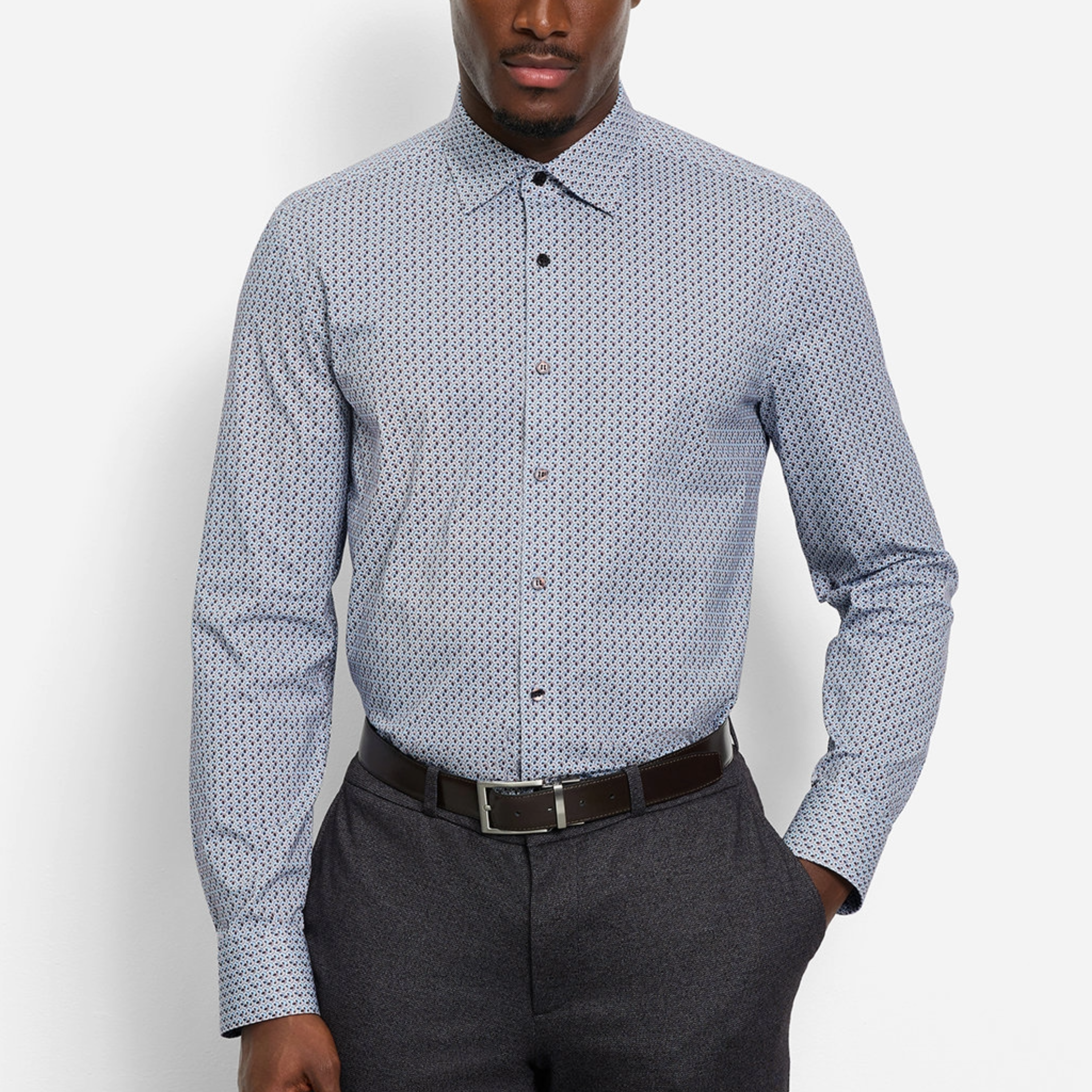 Olymp 24/7 Level 5 Jersey Printed Shirt - White