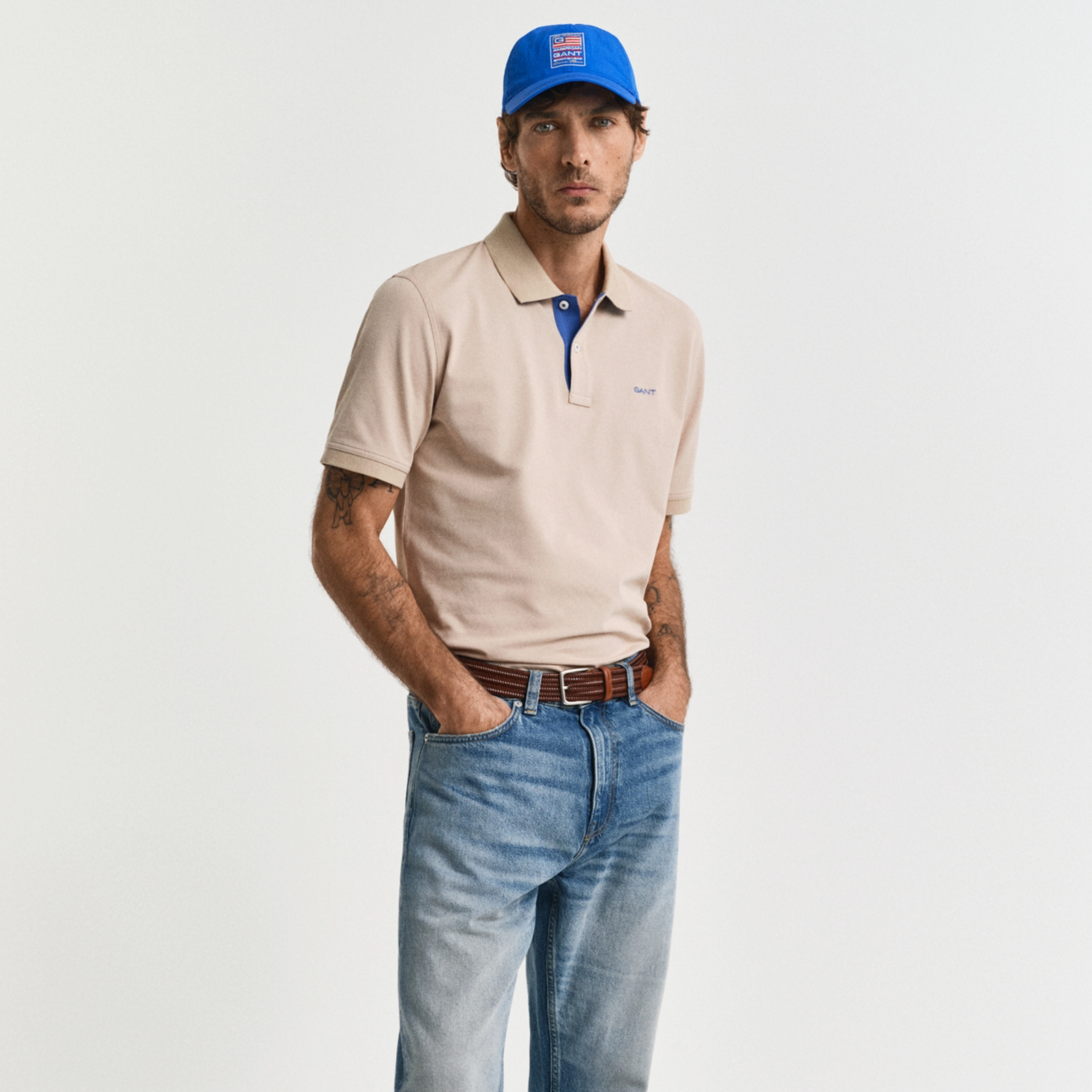 Gant Contrast Piqué Polo Shirt - Dry Sand