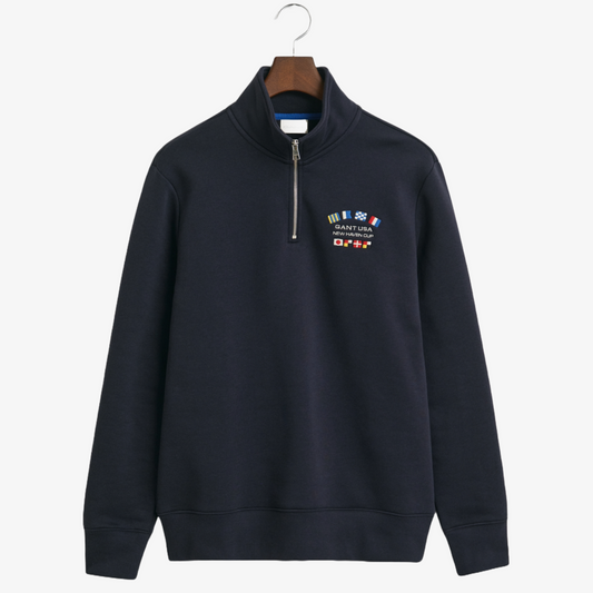 Gant Small Graphic Half Zip Sweatshirt - Evening Blue