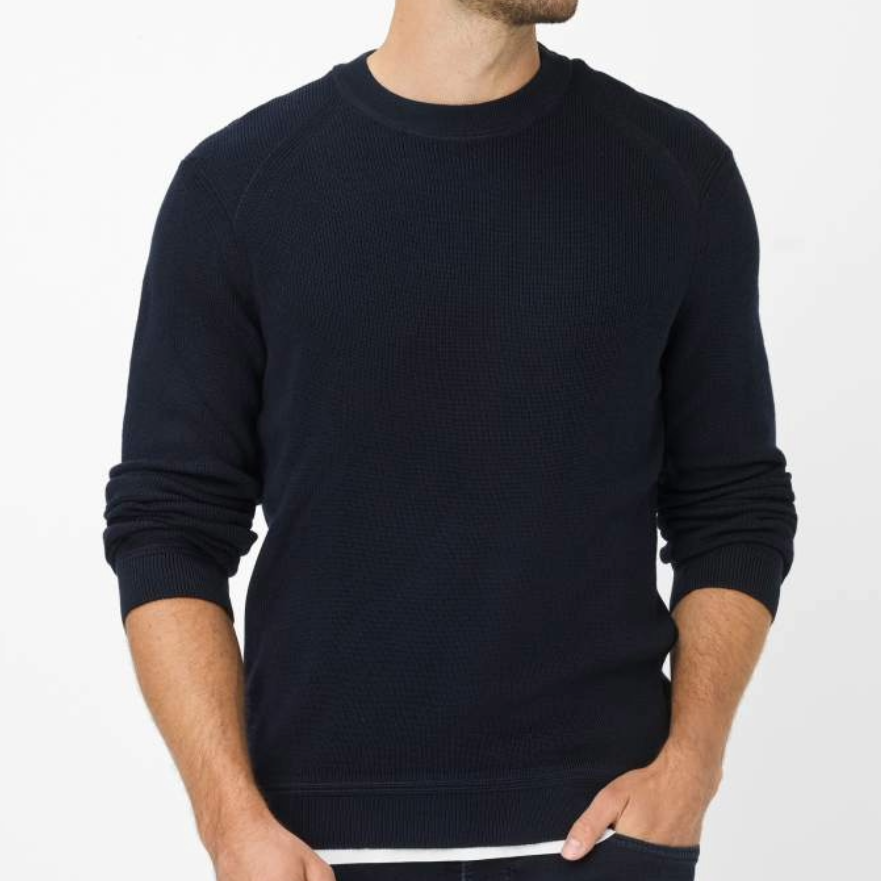 Brax Roy Cotton-Wool Crew Neck Jumper - Navy