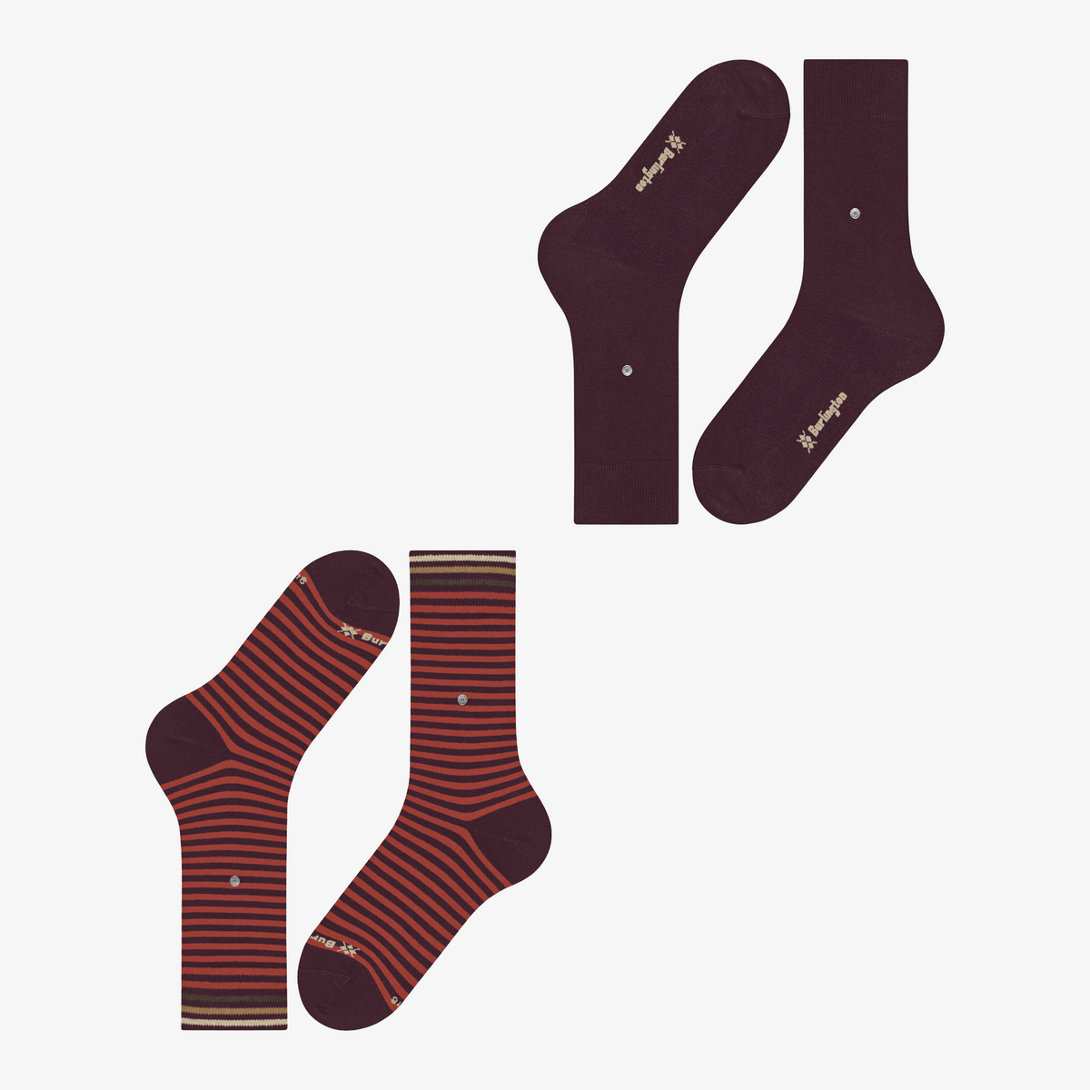 Burlington Everyday Stripe 2 Pack Socks - Chianti