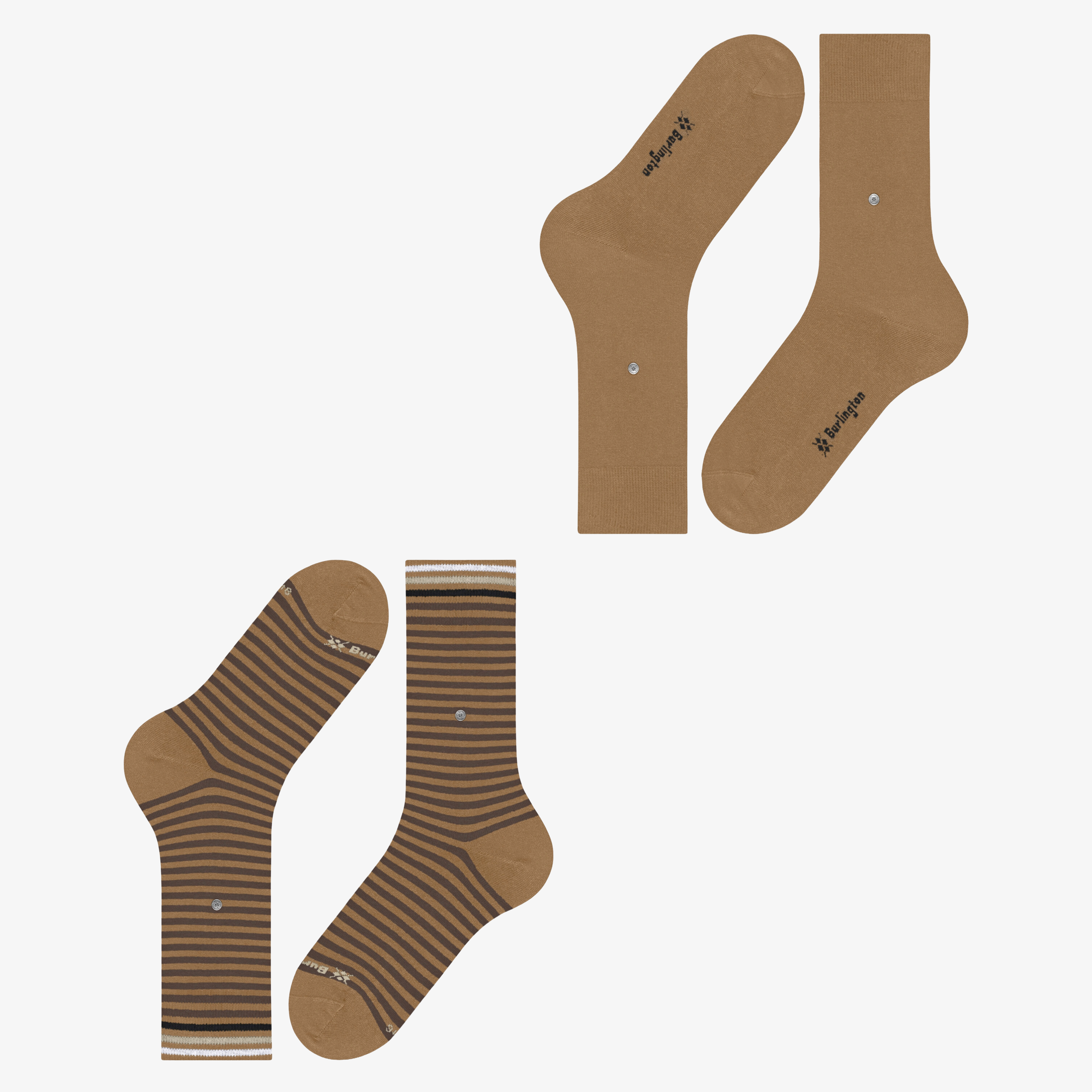 Burlington Everyday Stripe 2 Pack Socks - Brown Sugar