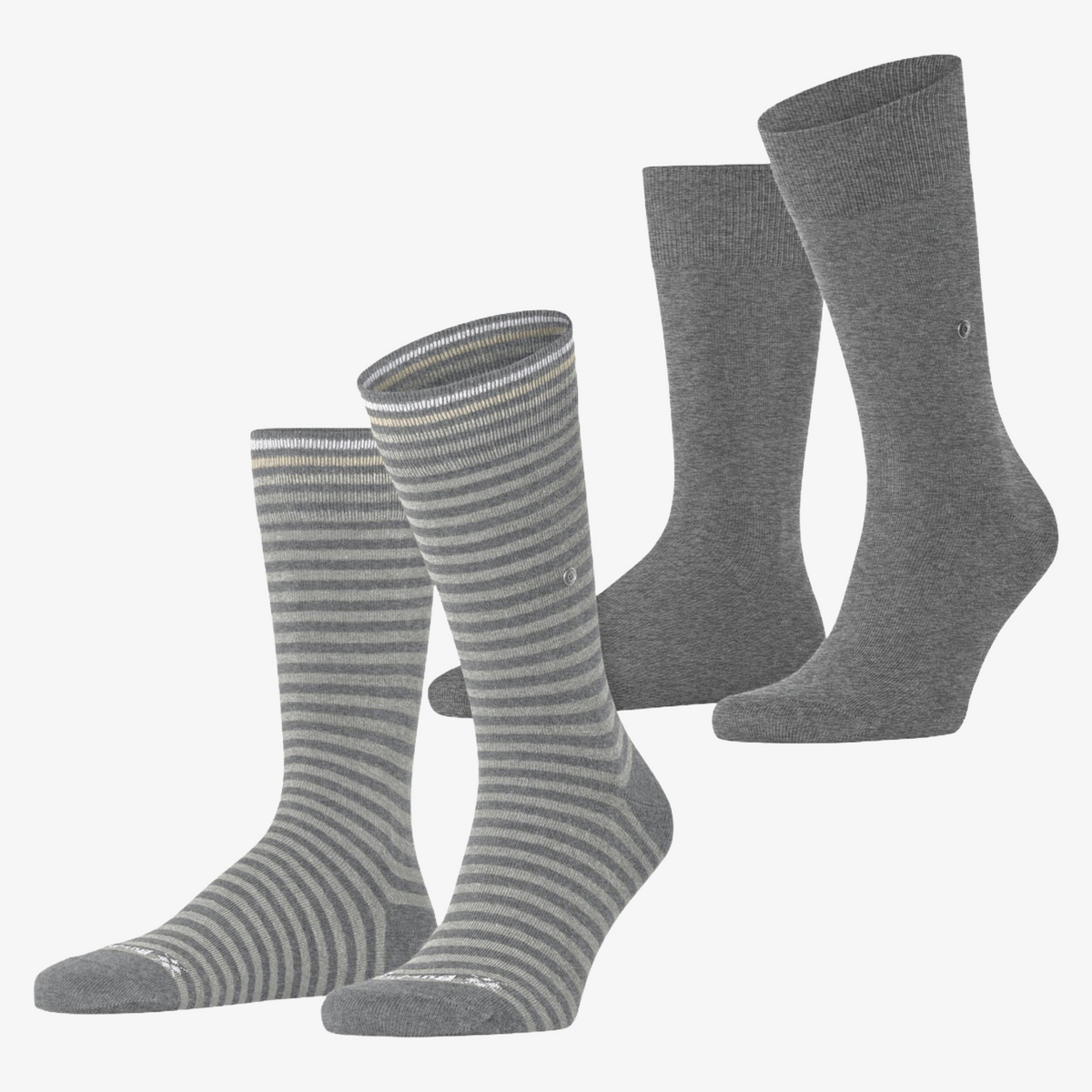 Burlington Everyday Stripe 2 Pack Socks - Light Grey