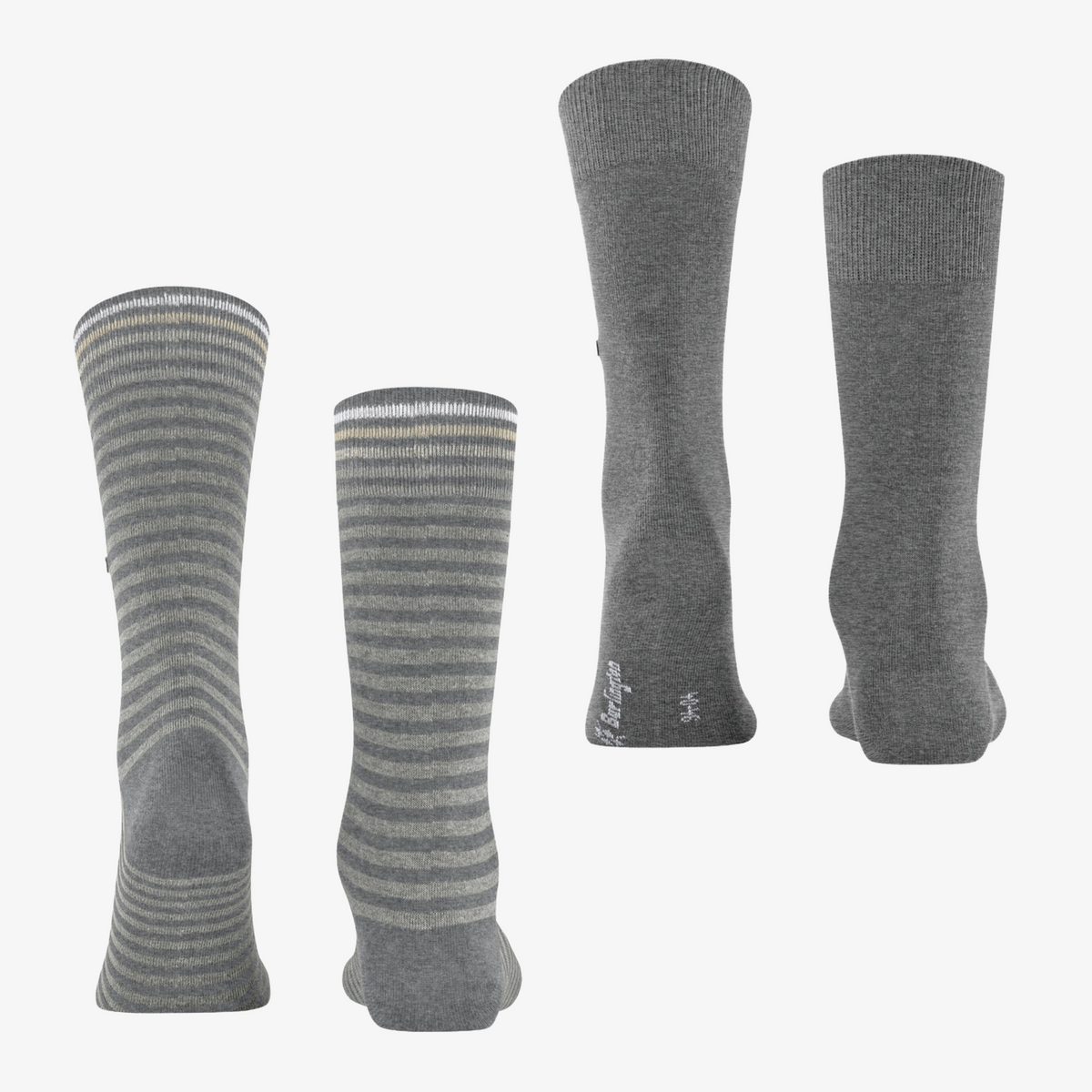 Burlington Everyday Stripe 2 Pack Socks - Light Grey