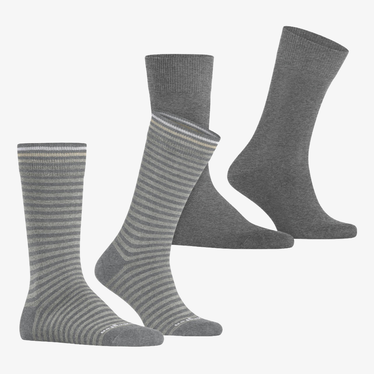 Burlington Everyday Stripe 2 Pack Socks - Light Grey