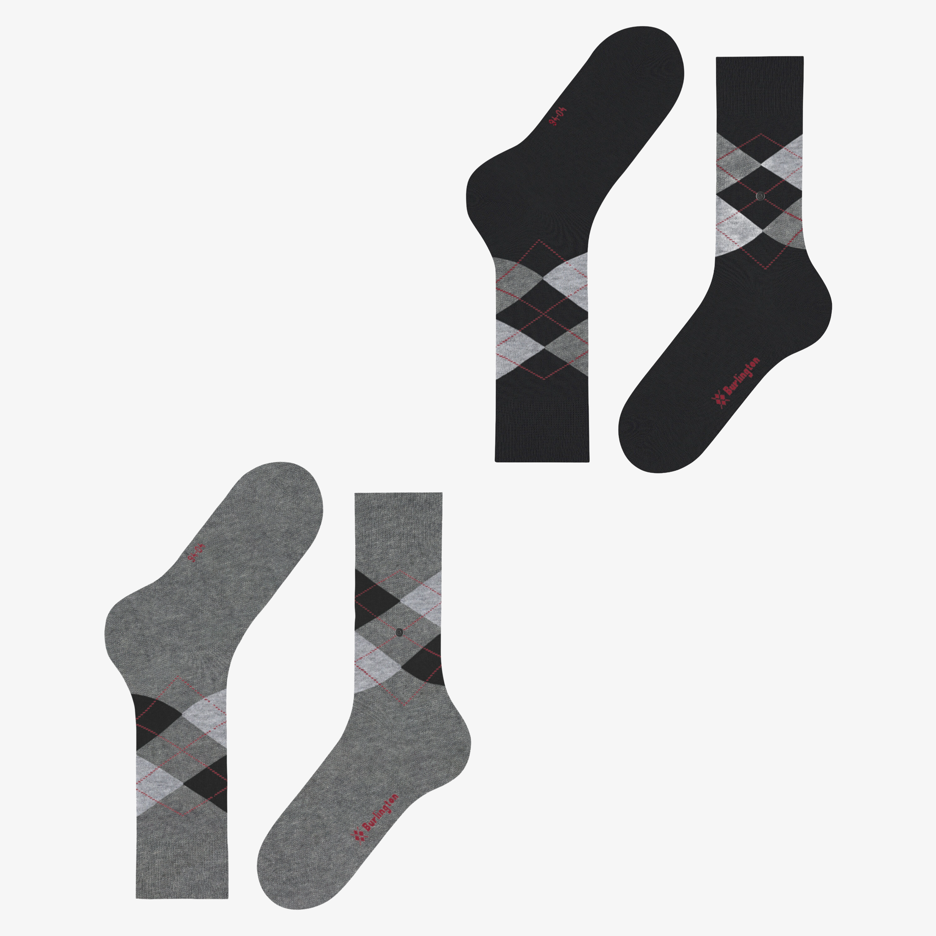 Burlington Everyday Argyle 2 Pack Socks - Light Grey