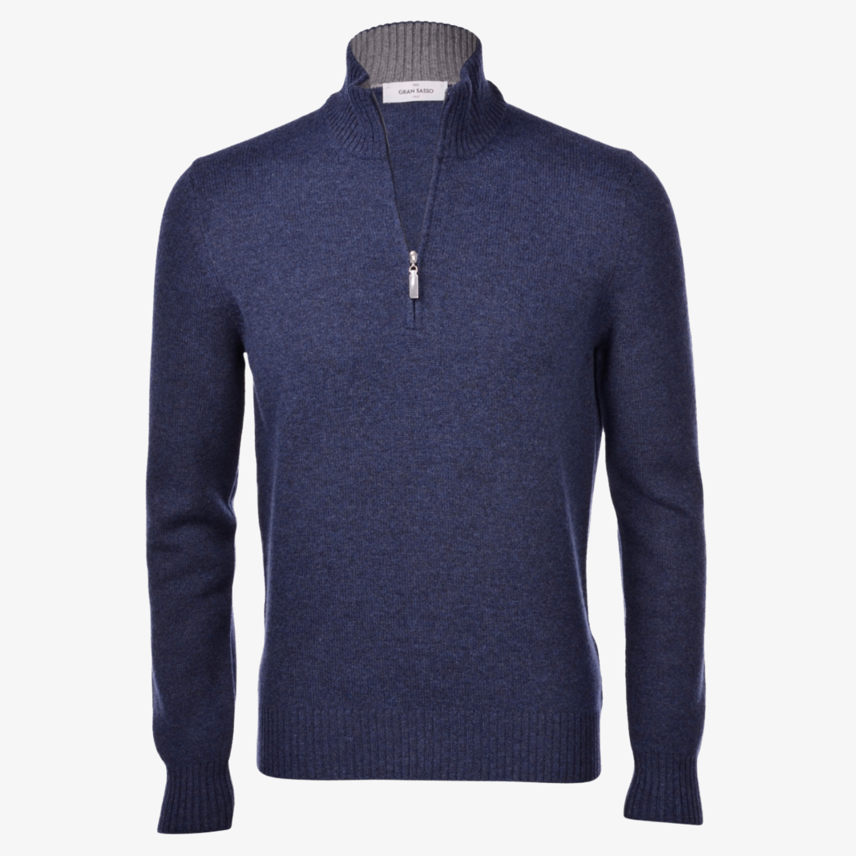 Gran Sasso Wool-Cashmere Half Zip Jumper - Dark Blue