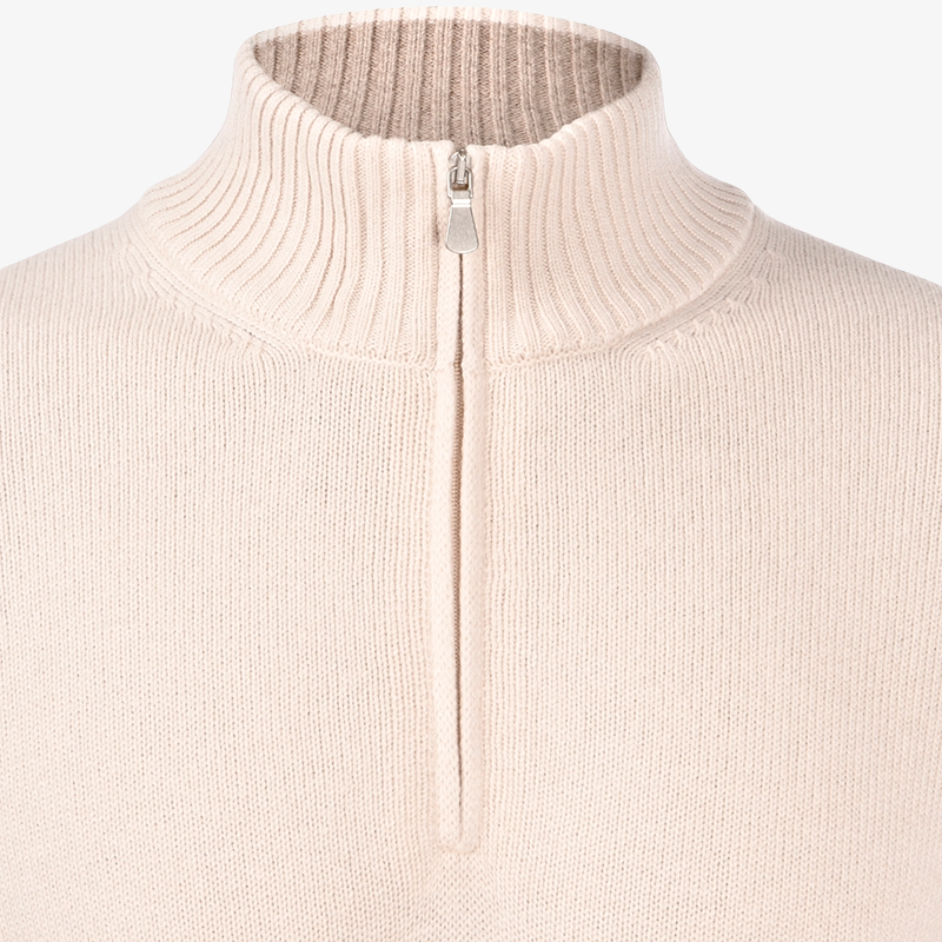 Gran Sasso 2-Ply Cashmere Blend 1/2 Zip Knitted Jumper - Off White