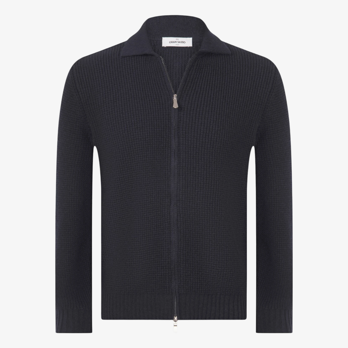 Gran Sasso Pearl Stitch Knitted Zip Cardigan - Dark Blue
