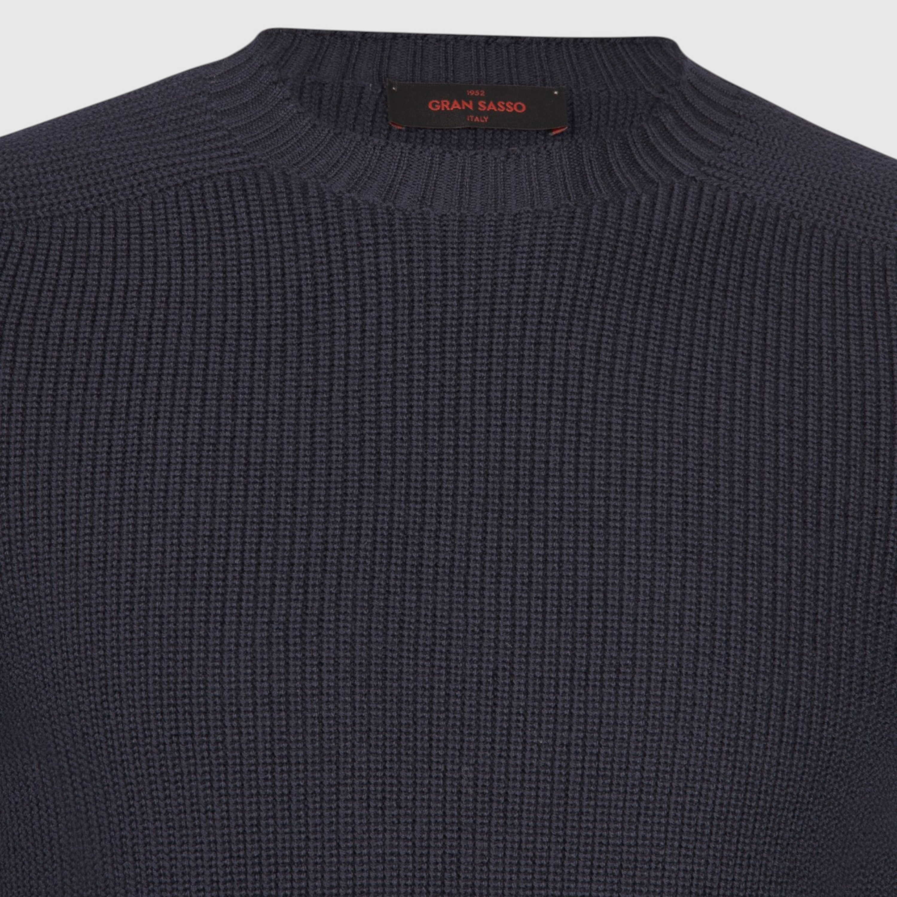 Gran Sasso Rain Wool Crew Neck Jumper  - Dark Blue Melange