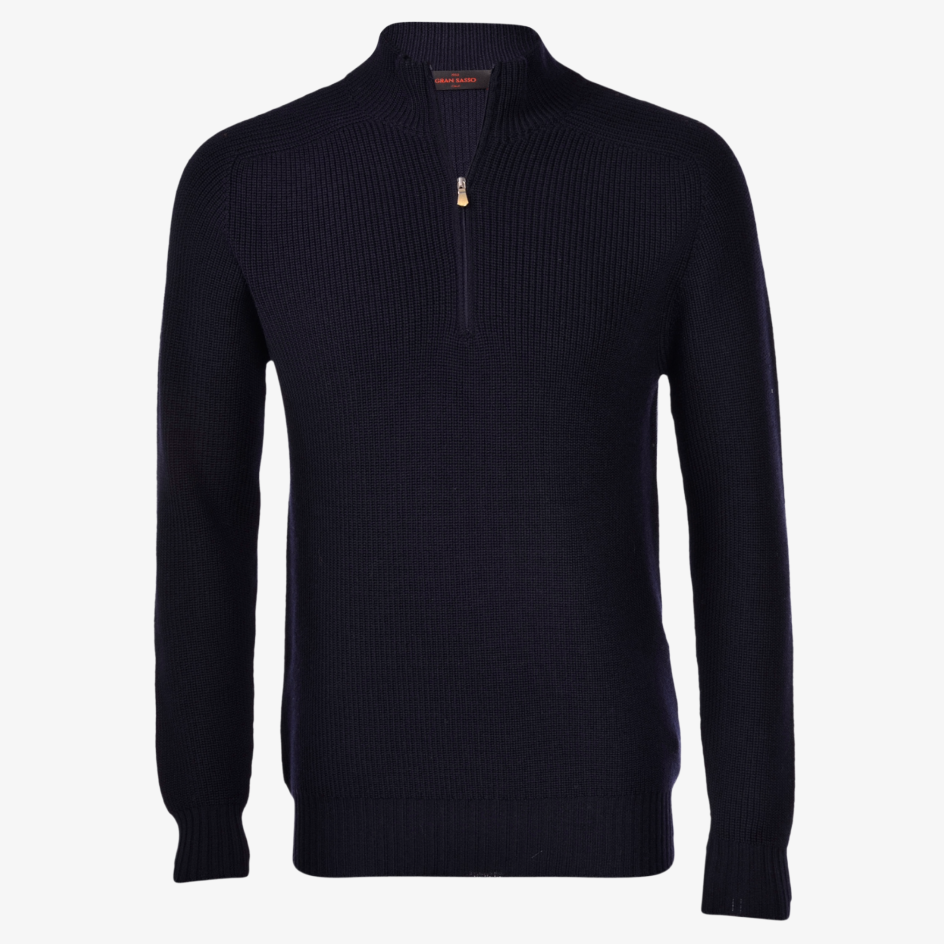 Gran Sasso Water Repellent Wool 1/2 Zip Knitted Jumper - Dark Blue
