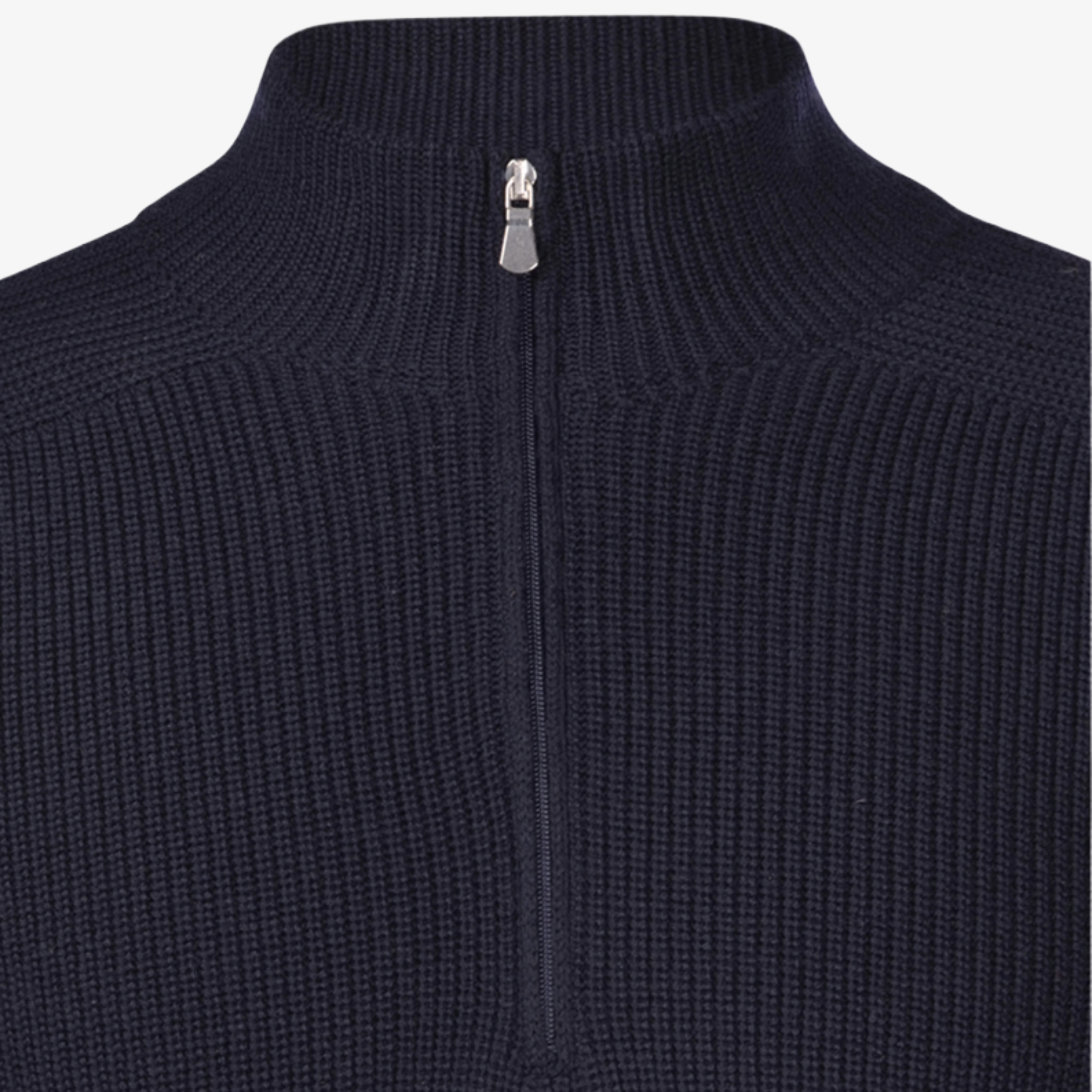 Gran Sasso Water Repellent Wool 1/2 Zip Knitted Jumper - Dark Blue