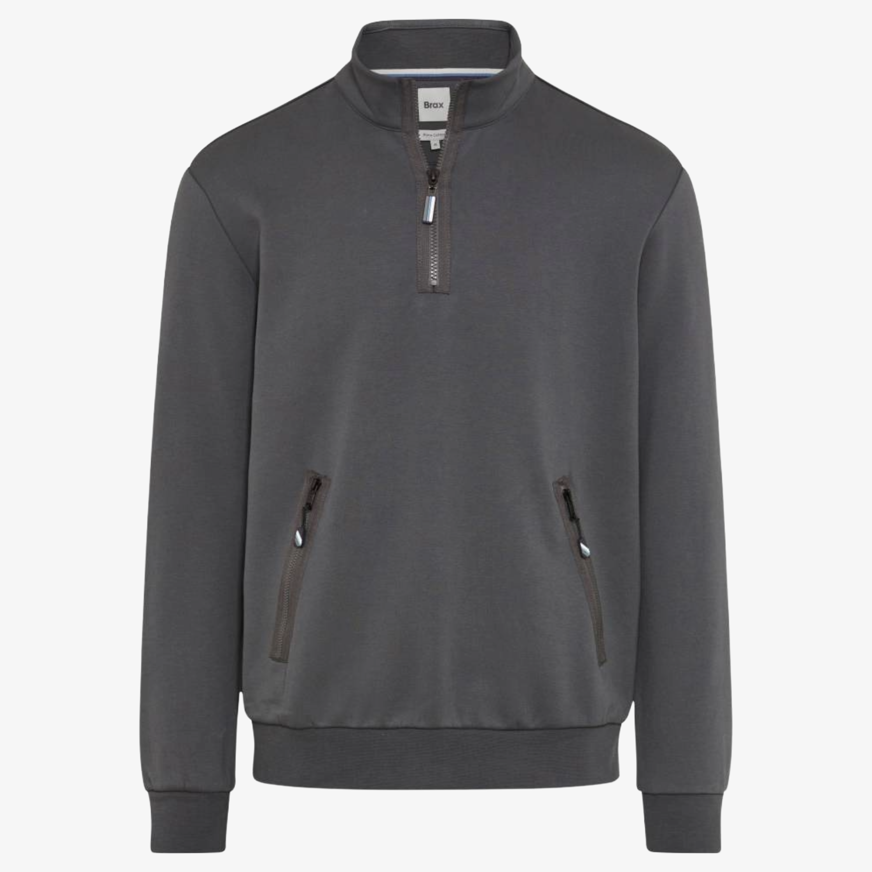 Brax Sion 1/2 Zip Jersey Sweatshirt - Elephant Grey