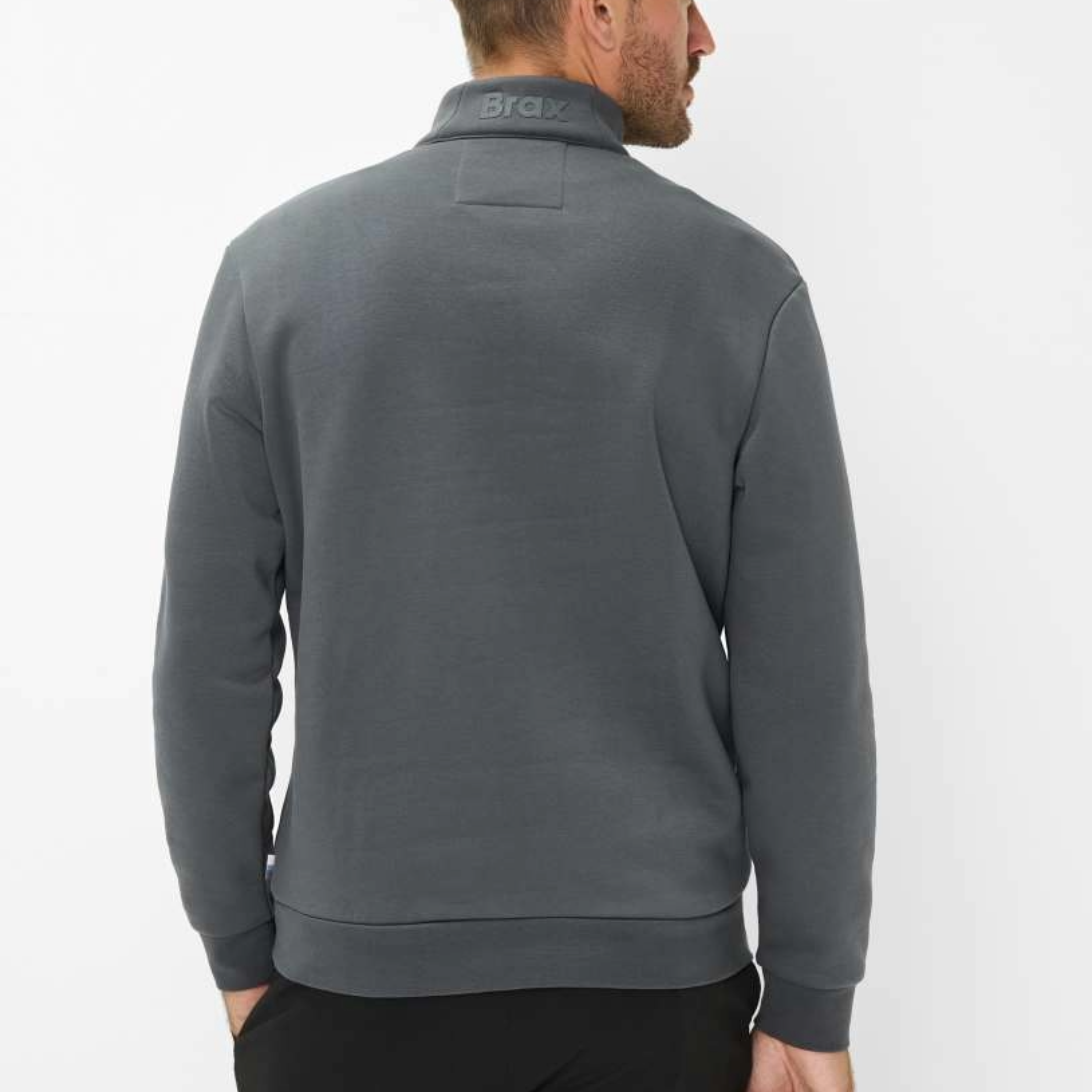 Brax Sion 1/2 Zip Jersey Sweatshirt - Elephant Grey