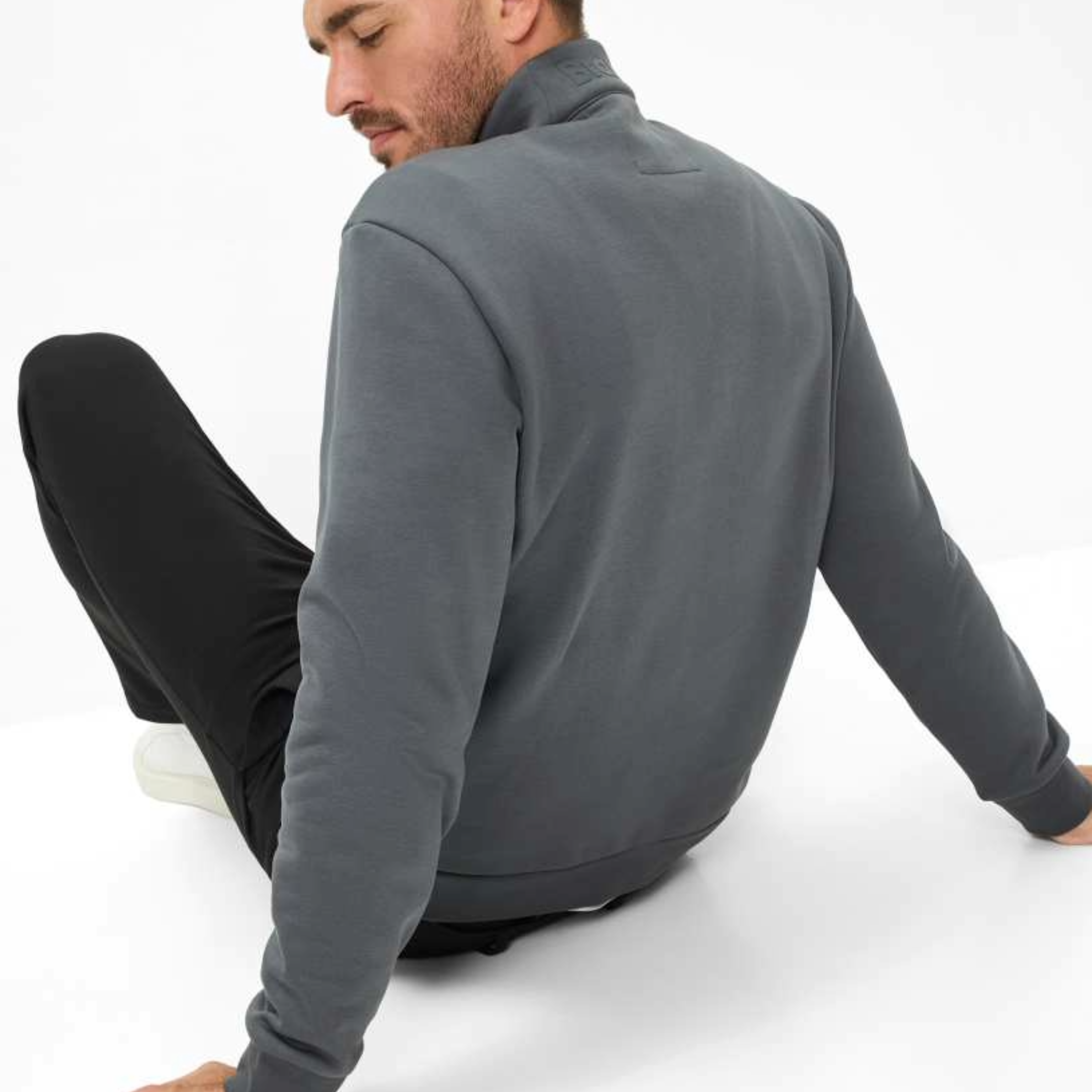 Brax Sion 1/2 Zip Jersey Sweatshirt - Elephant Grey