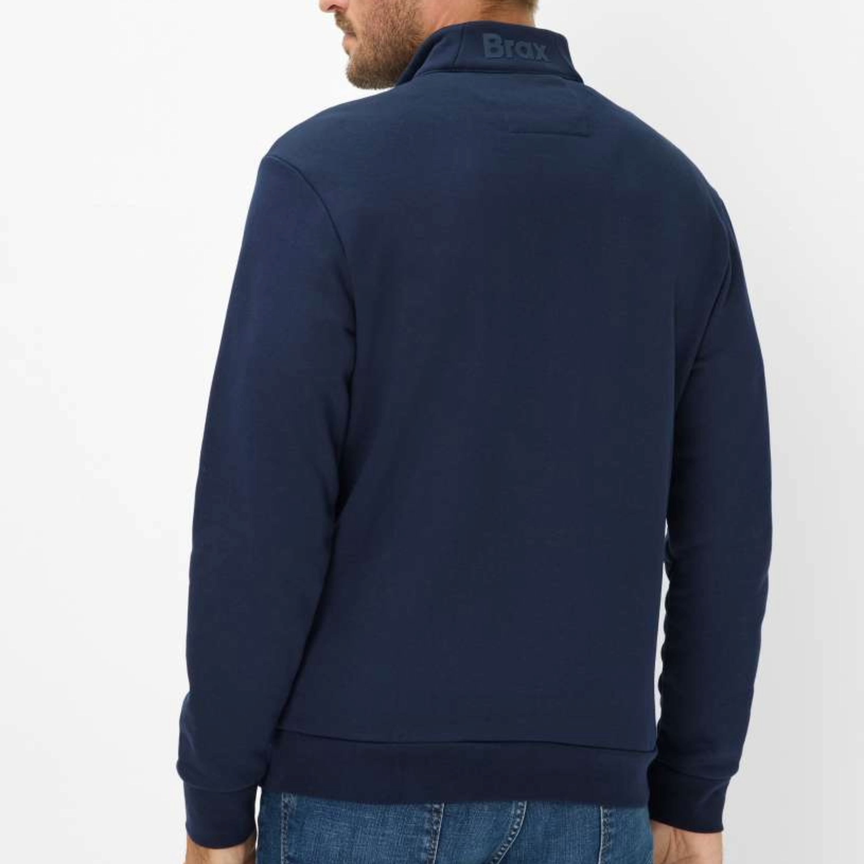 Brax Sion 1/2 Zip Jersey Sweatshirt - Navy