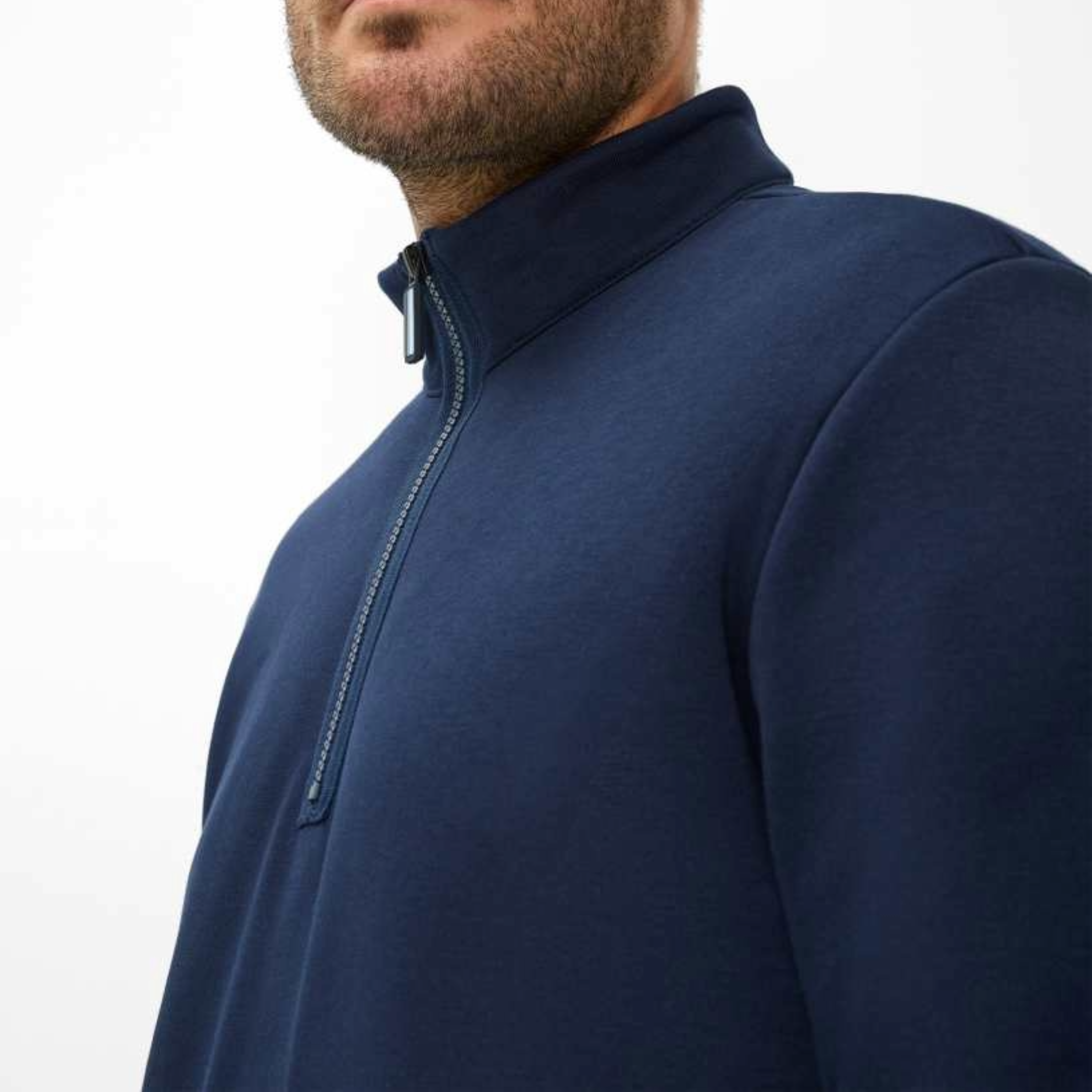 Brax Sion 1/2 Zip Jersey Sweatshirt - Navy