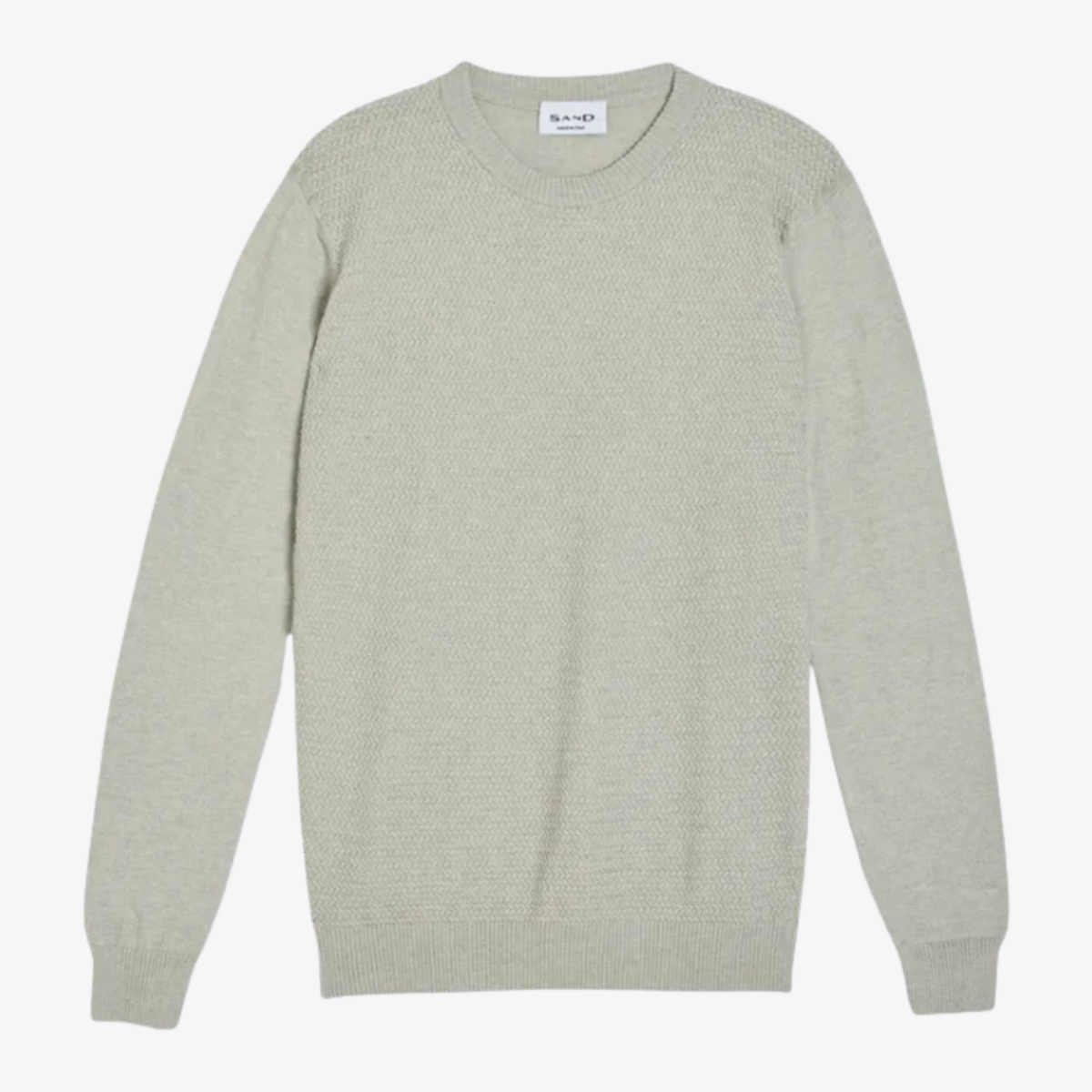 Sand Merino Wool Cotton Cable Knit Jumper - Pearl Grey