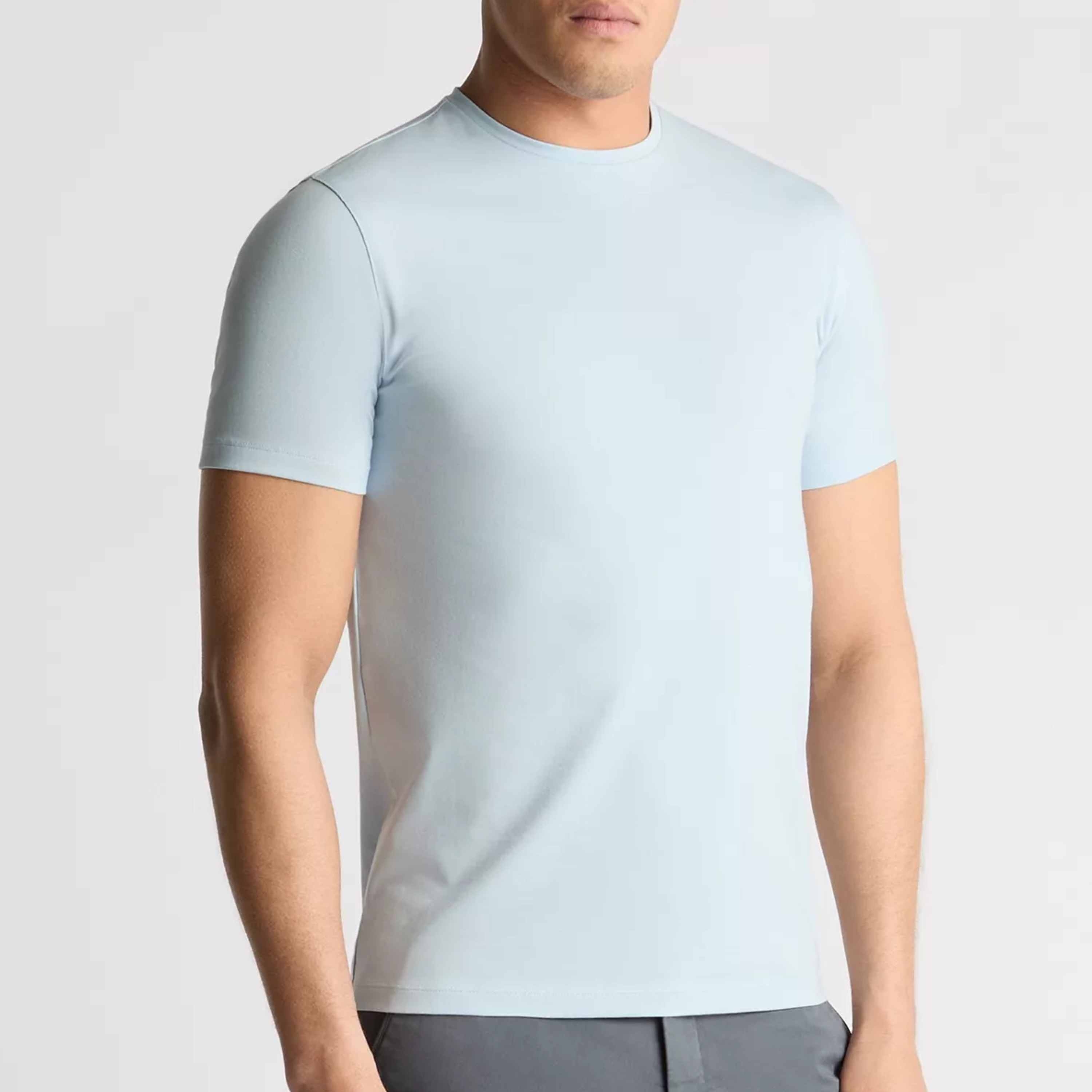 Remus Tapered Fit Cotton-Stretch T Shirt - Light Blue