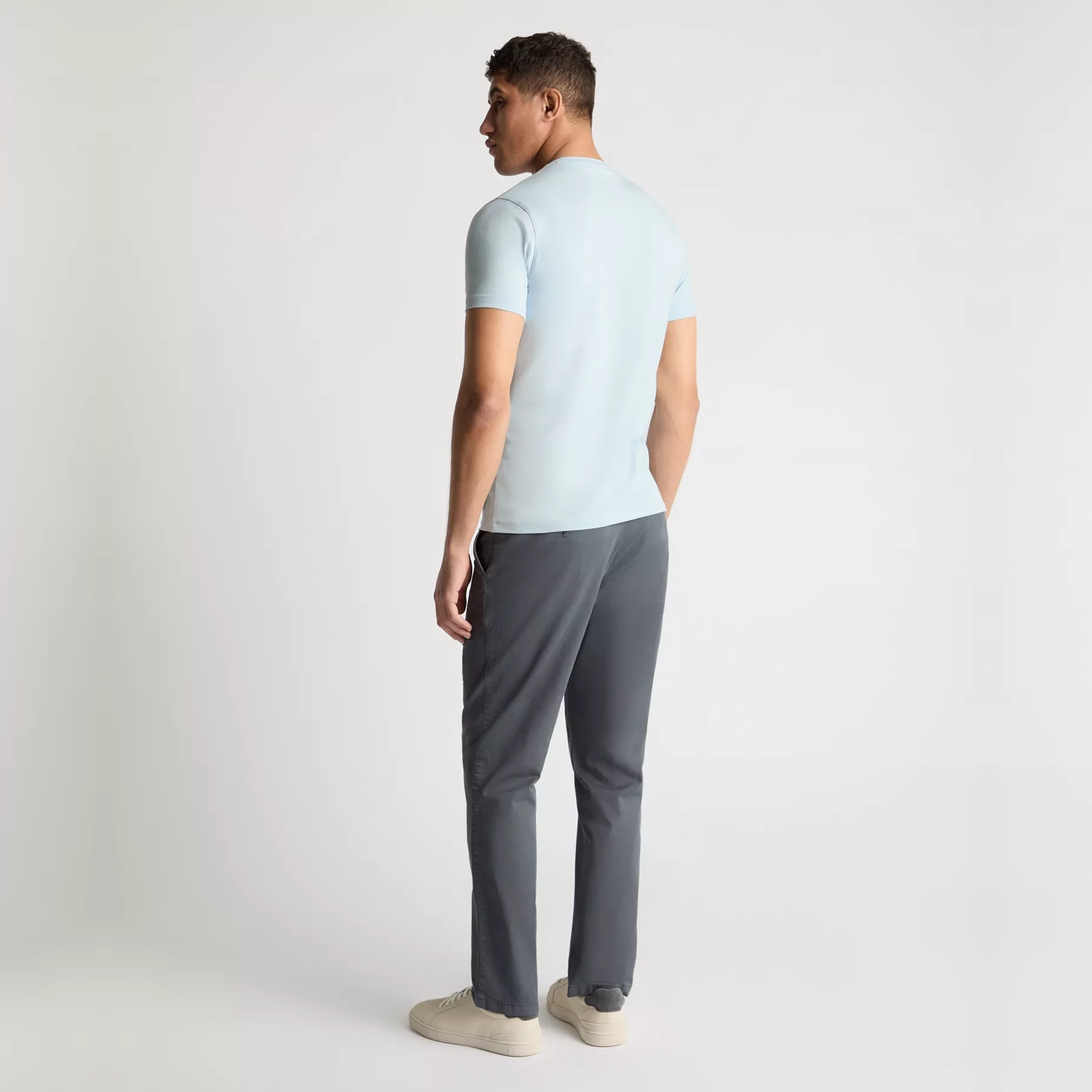 Remus Tapered Fit Cotton-Stretch T Shirt - Light Blue