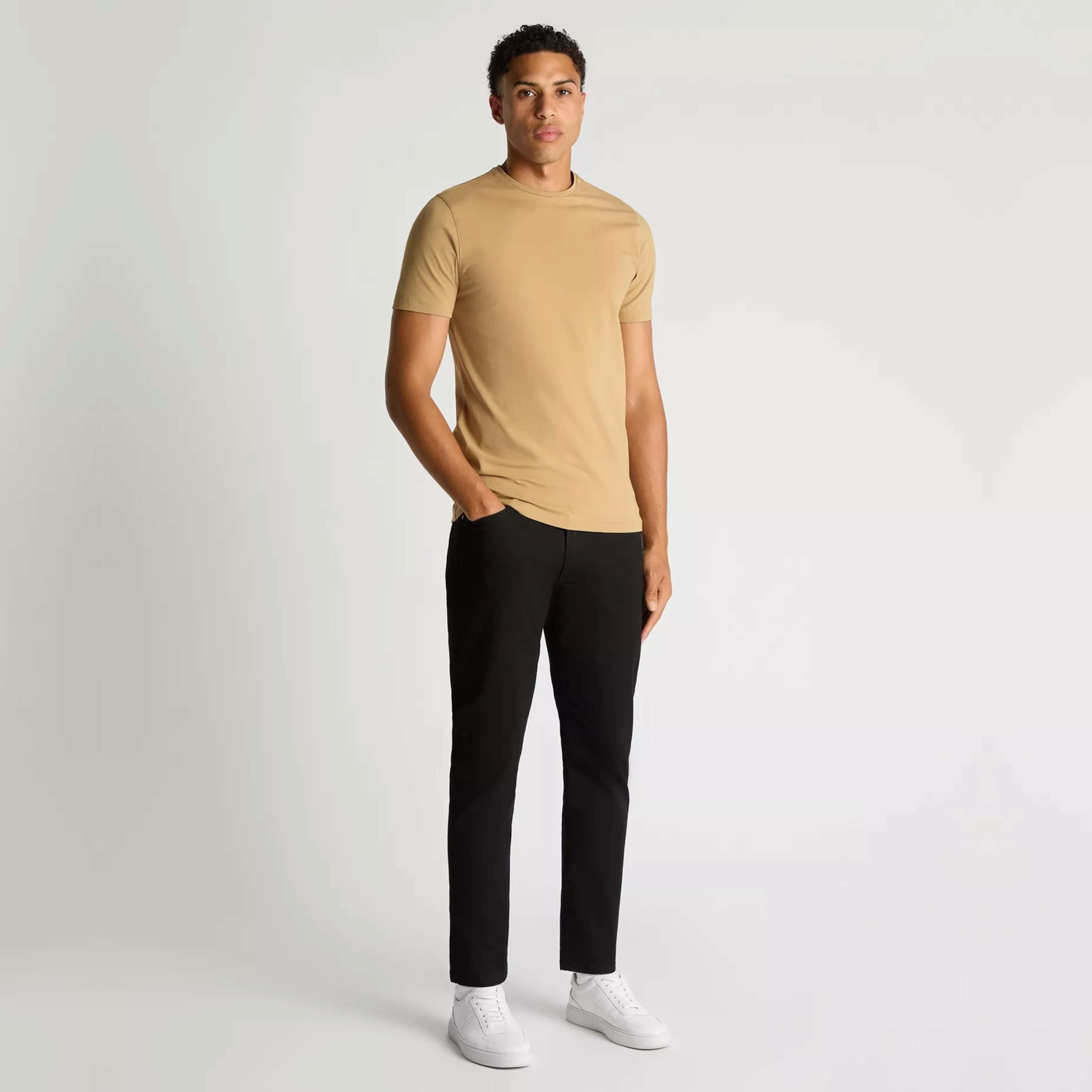 Remus Tapered Fit Cotton-Stretch T Shirt - Beige